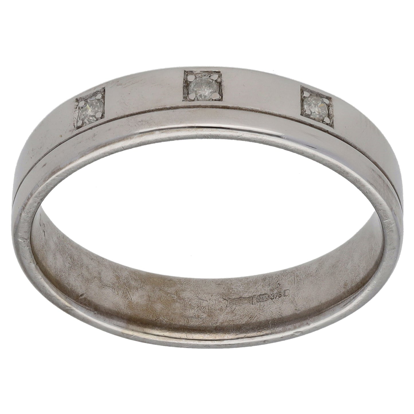 9ct White Gold 0.06ct Diamond Patterned Wedding Ring Size V