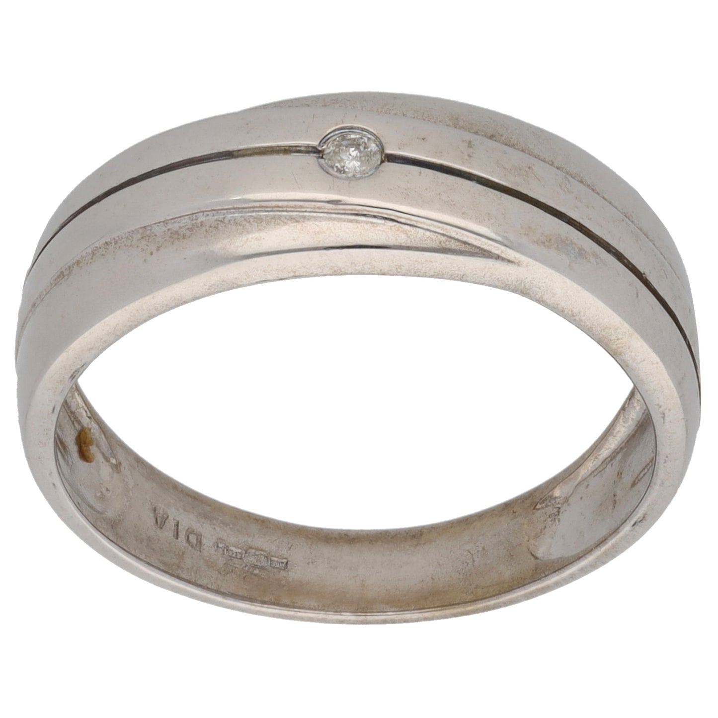 9ct White Gold 0.04ct Diamond Patterned Wedding Ring Size U