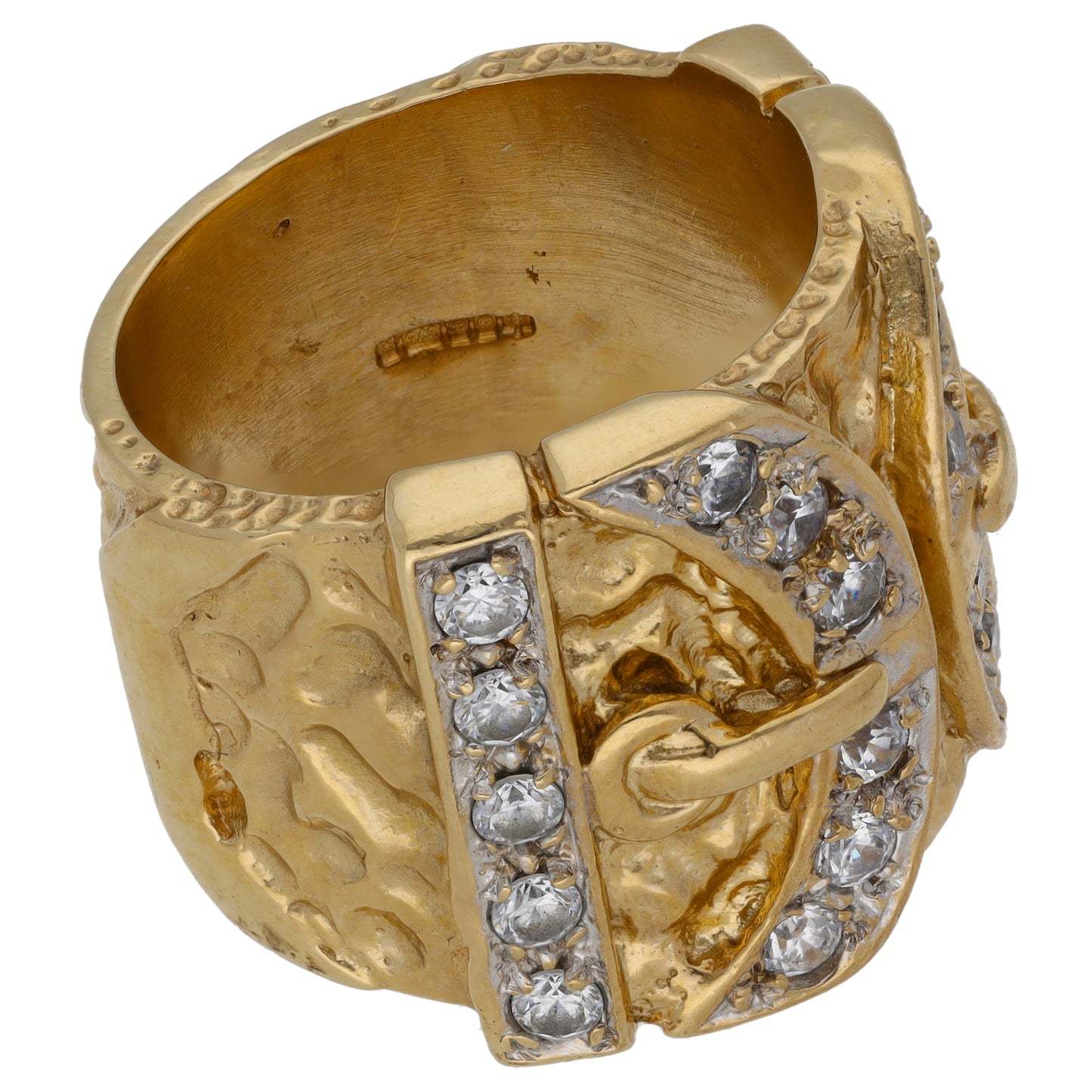9ct Gold Cubic Zirconia Buckle Ring Size Z+3