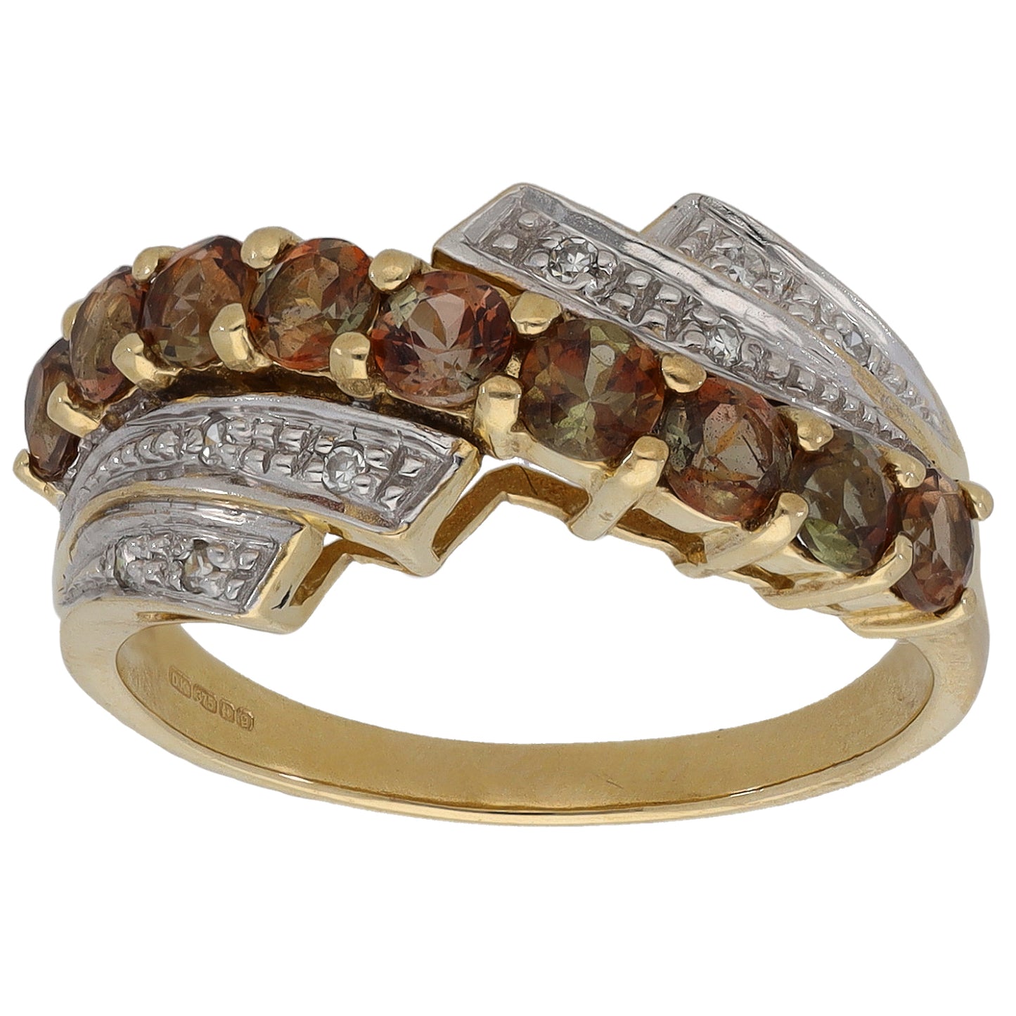 9ct Gold Andesine & 0.04ct Diamond Dress/Cocktail Ring Size N
