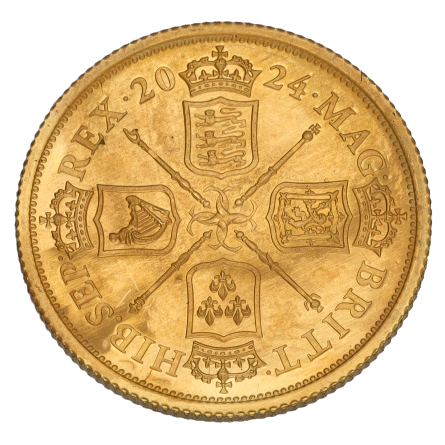 22ct Gold King Charles III Cruciform & Sceptre 1/2 Guinea Coin 2024