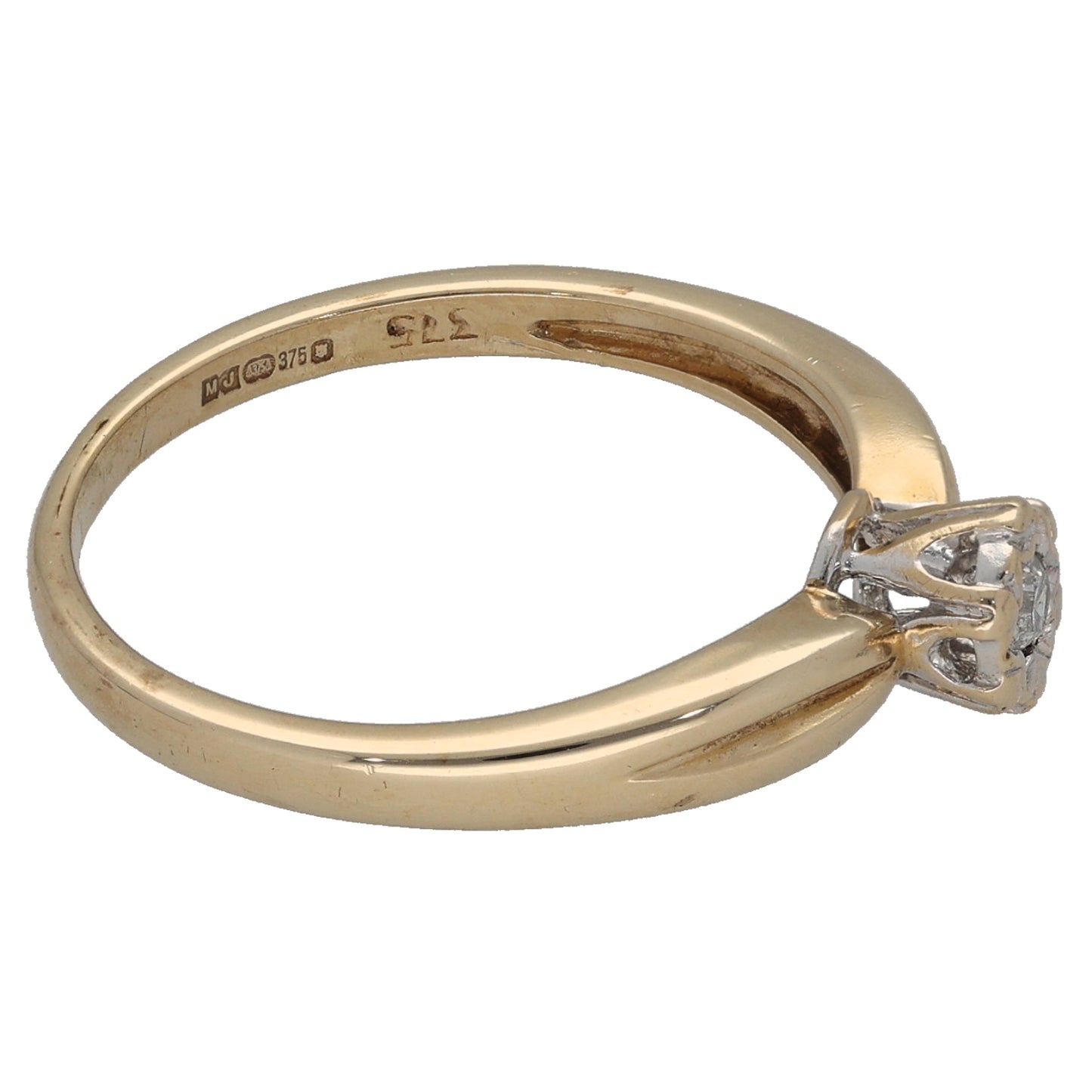 9ct Gold 0.05ct Diamond Solitaire Ring Size M