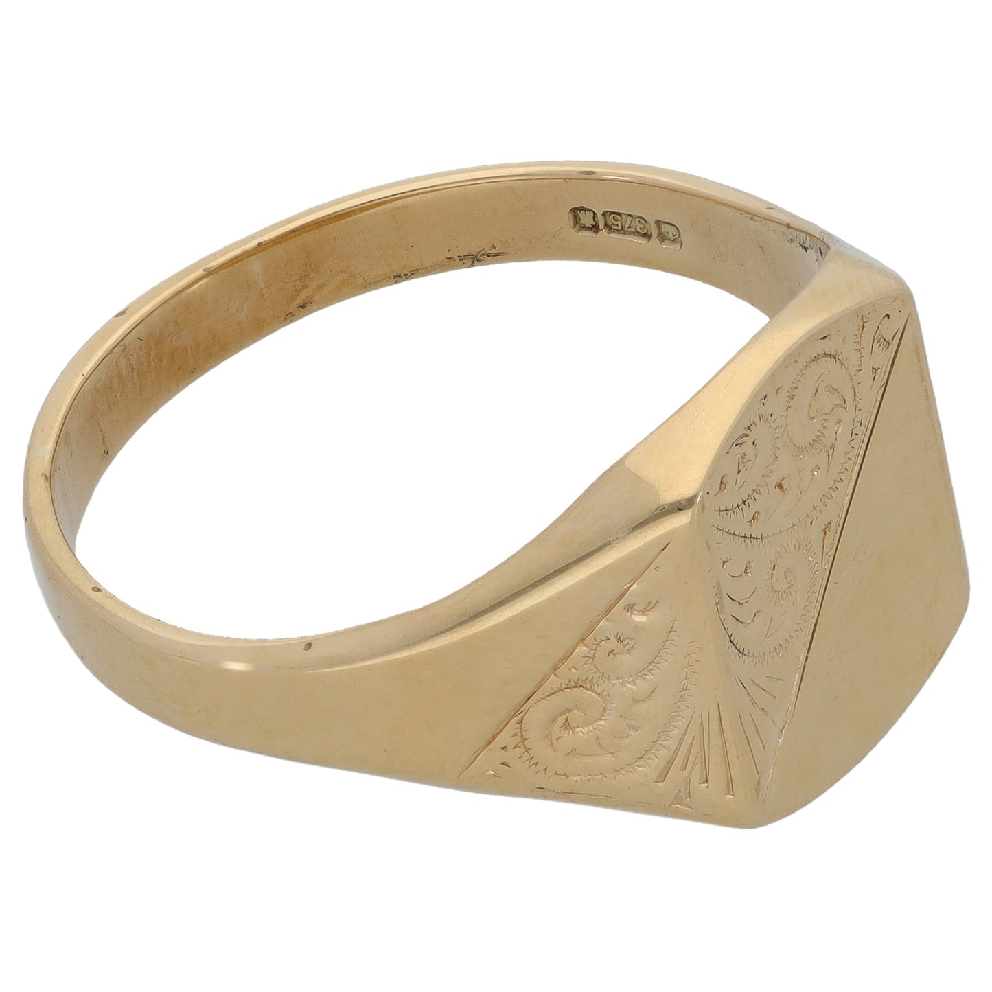 9ct Gold Patterned Signet Ring Size Z+4