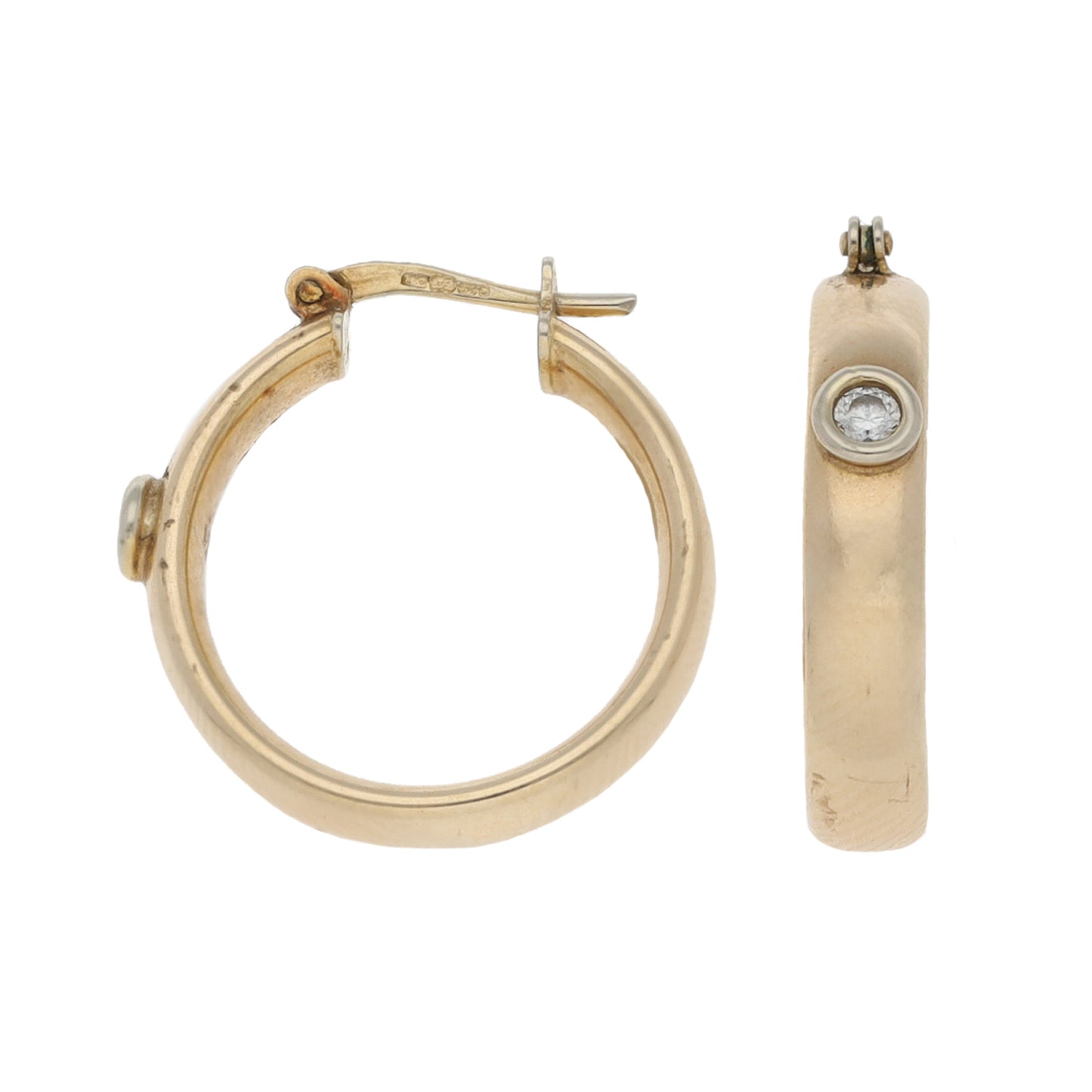 9ct Gold Cubic Zirconia Hoop Earrings
