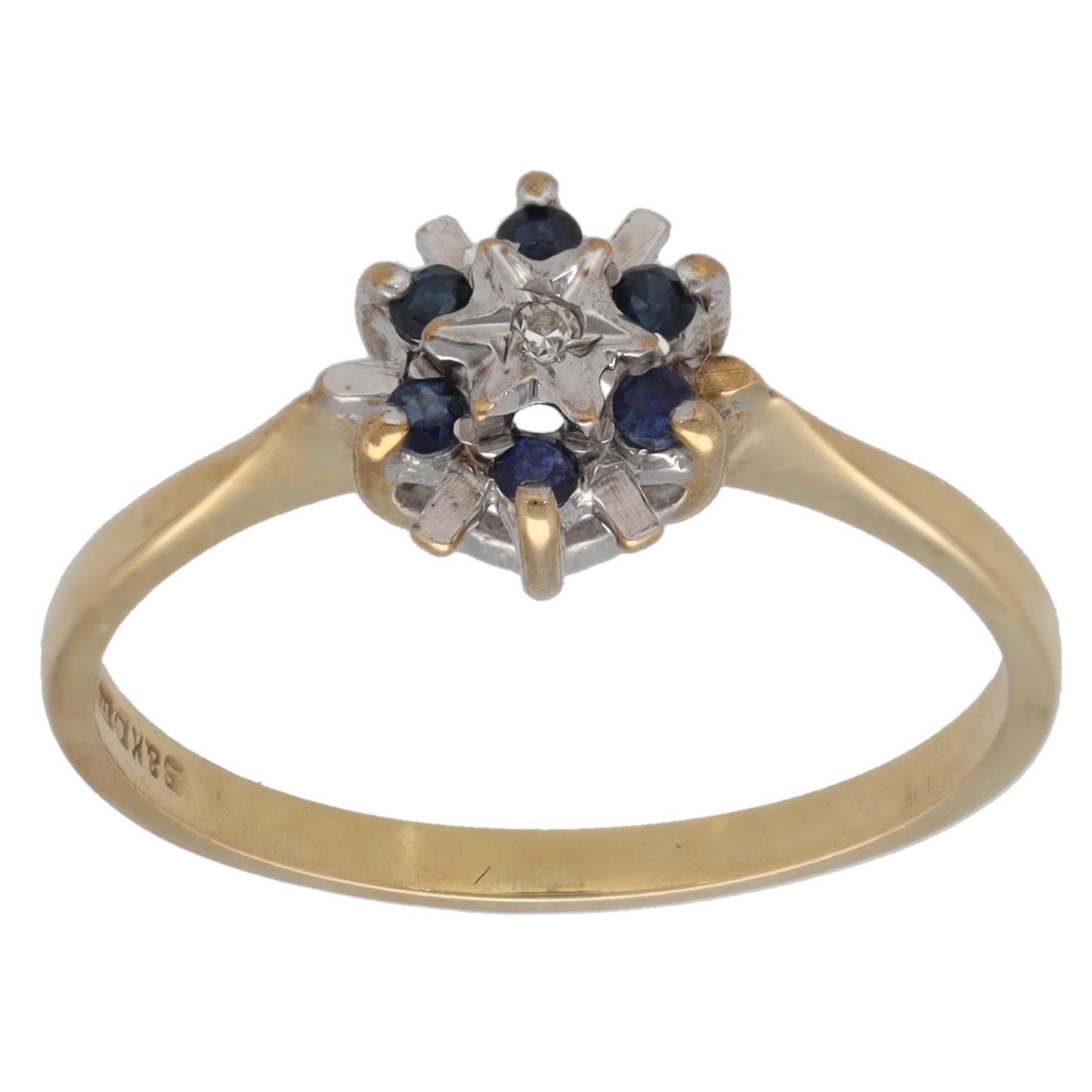 9ct Gold Sapphire & 0.005ct Diamond Dress/Cocktail Ring Size M