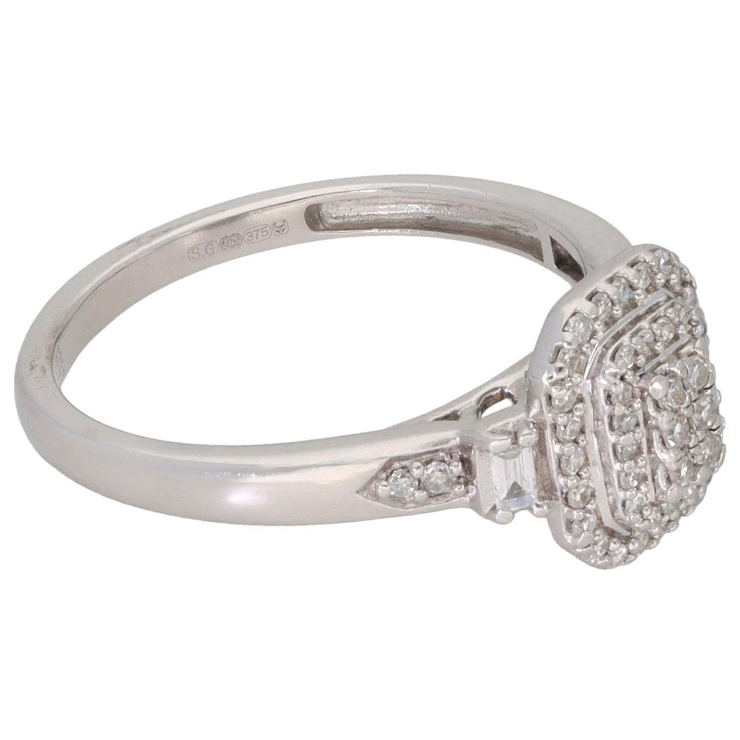 9ct White Gold 0.255ct Diamond Cluster Ring Size N