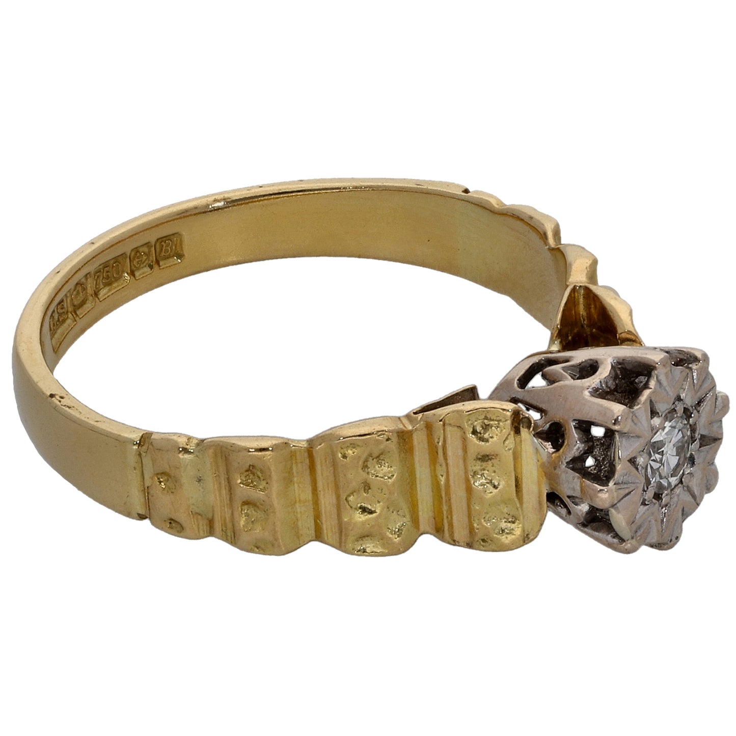 18ct Gold 0.07ct Diamond Solitaire Ring Size K