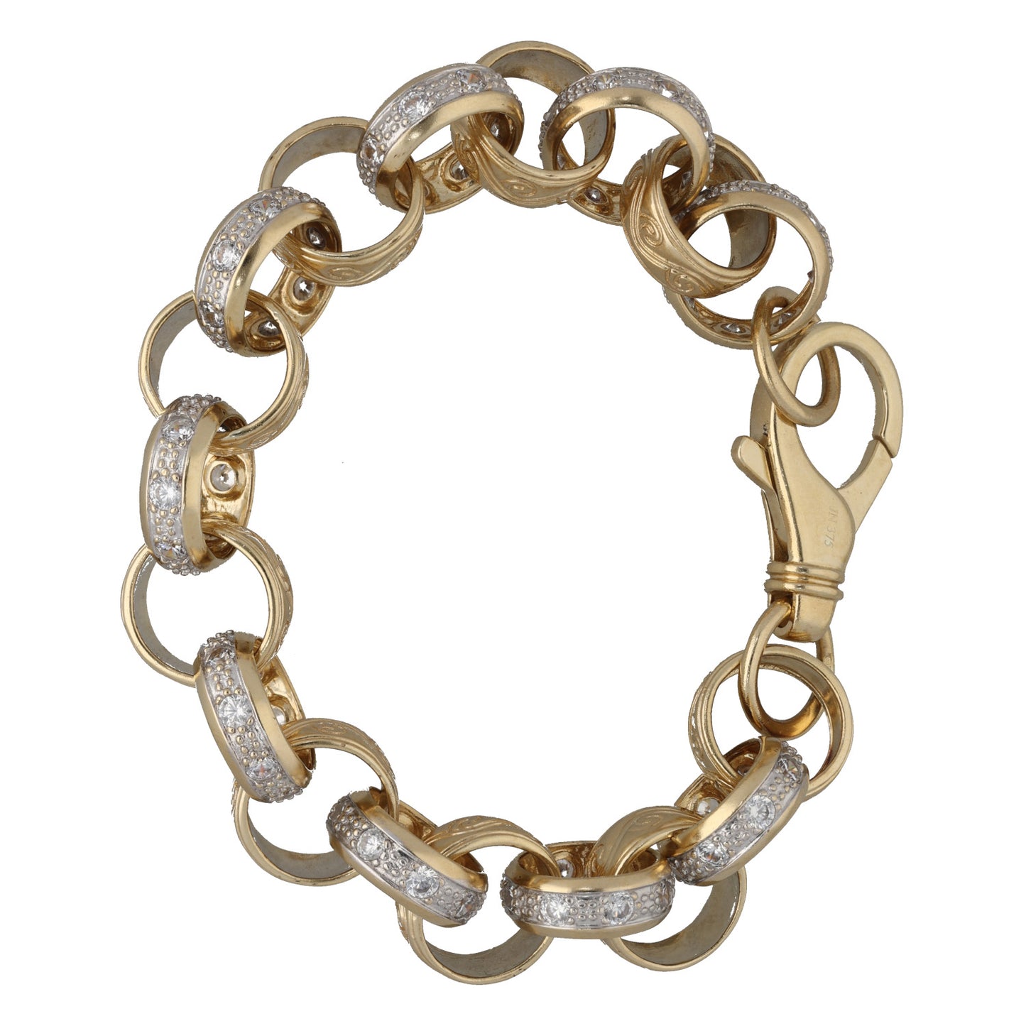 9ct Bicolour Gold Cubic Zirconia Belcher Bracelet