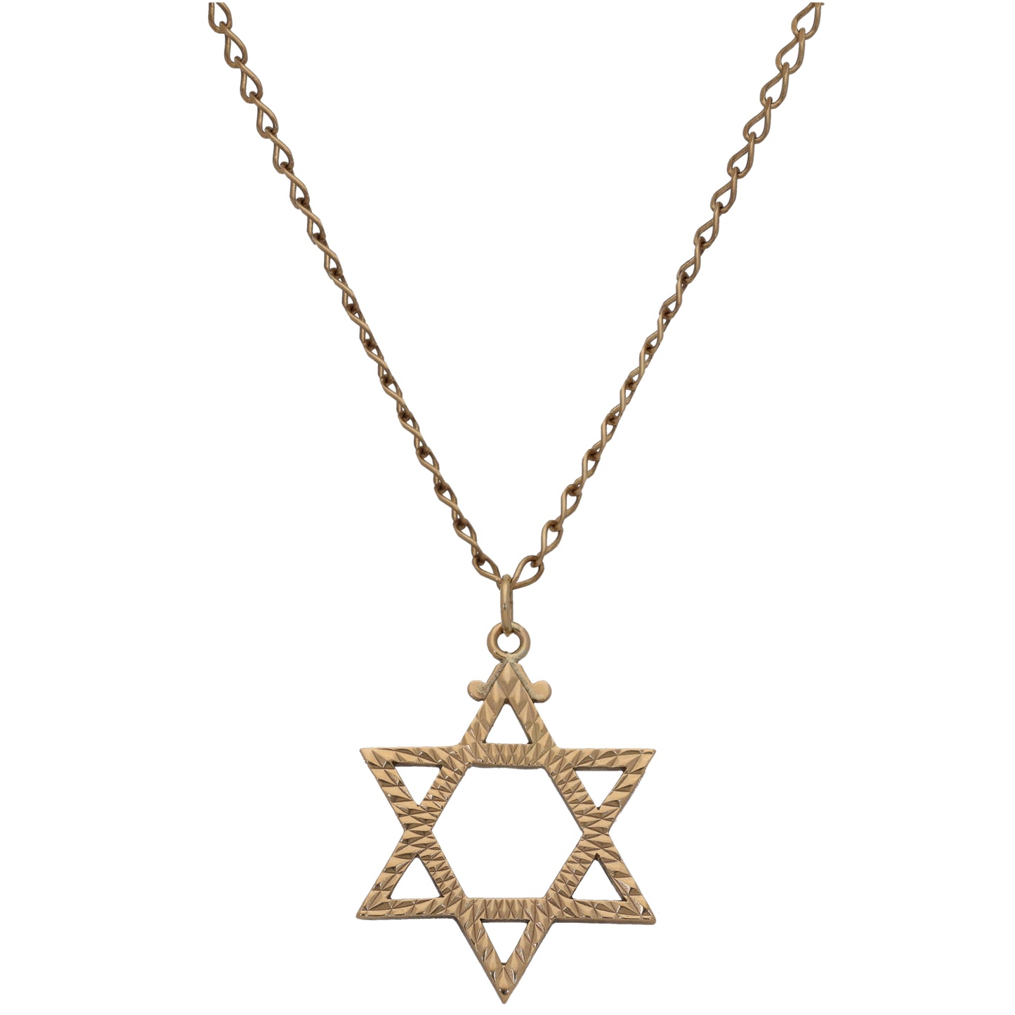 9ct Gold Star of David Pendant With Chain