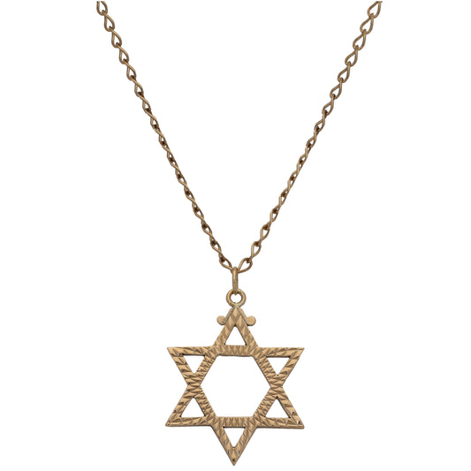 9ct Gold Star of David Pendant With Chain