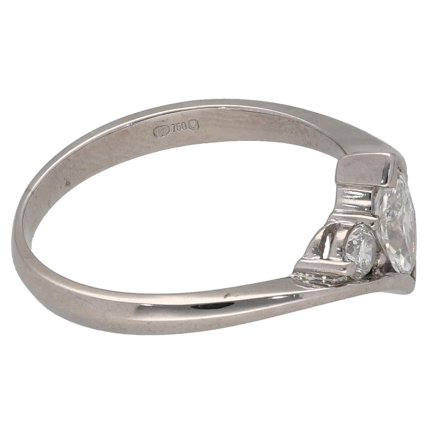 18ct White Gold 0.44ct Diamond Three Stone Ring Size N
