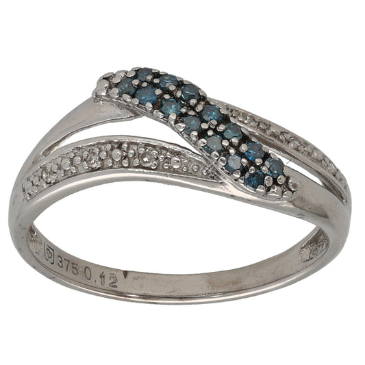 9ct White Gold 0.12ct Diamond Half Eternity Ring Size M