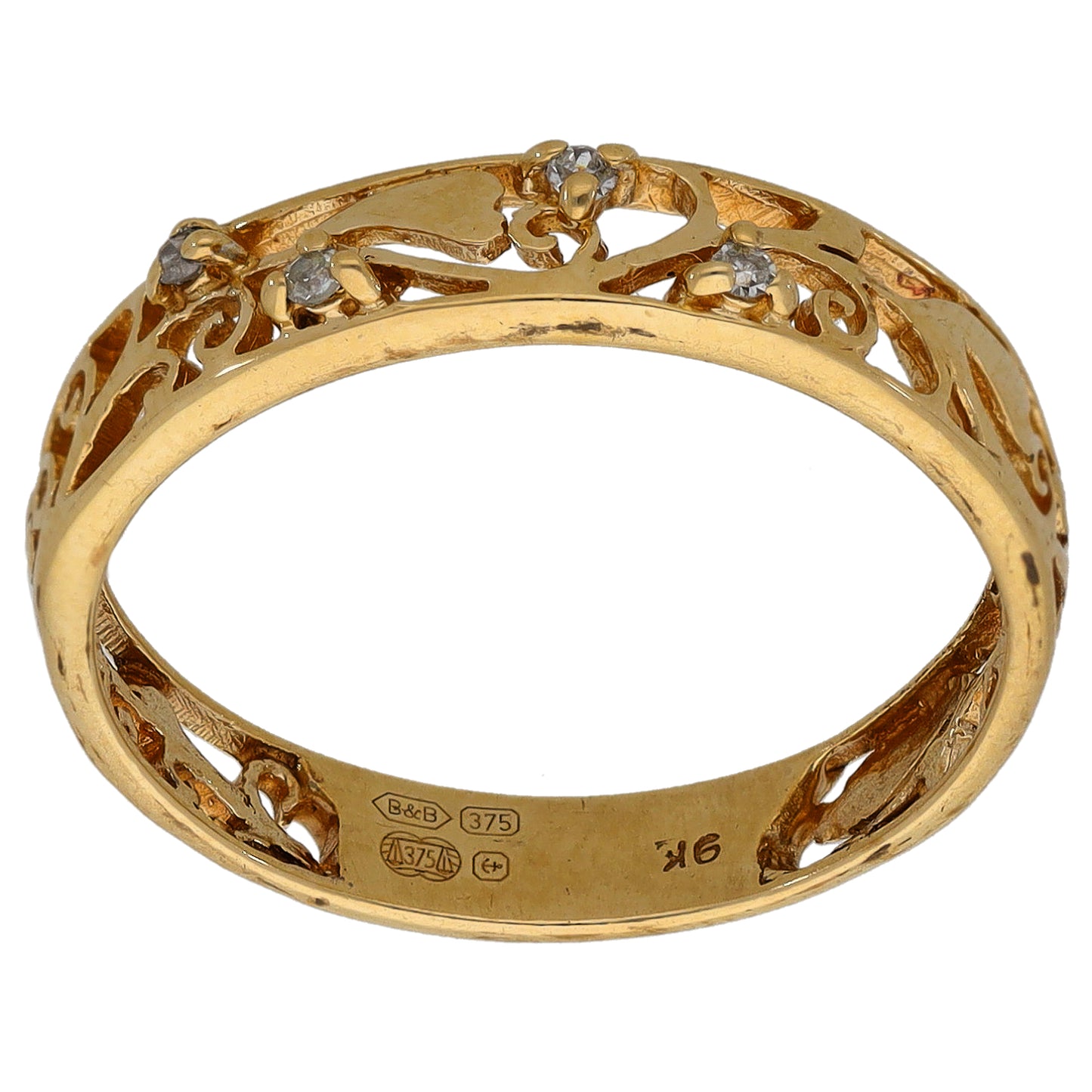9ct Gold 0.02ct Diamond Alternative Ring Size O