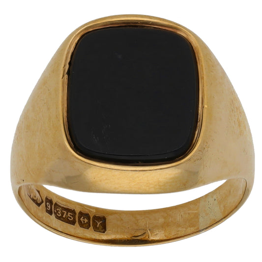 9ct Gold Onyx Single Stone Signet Ring Size M