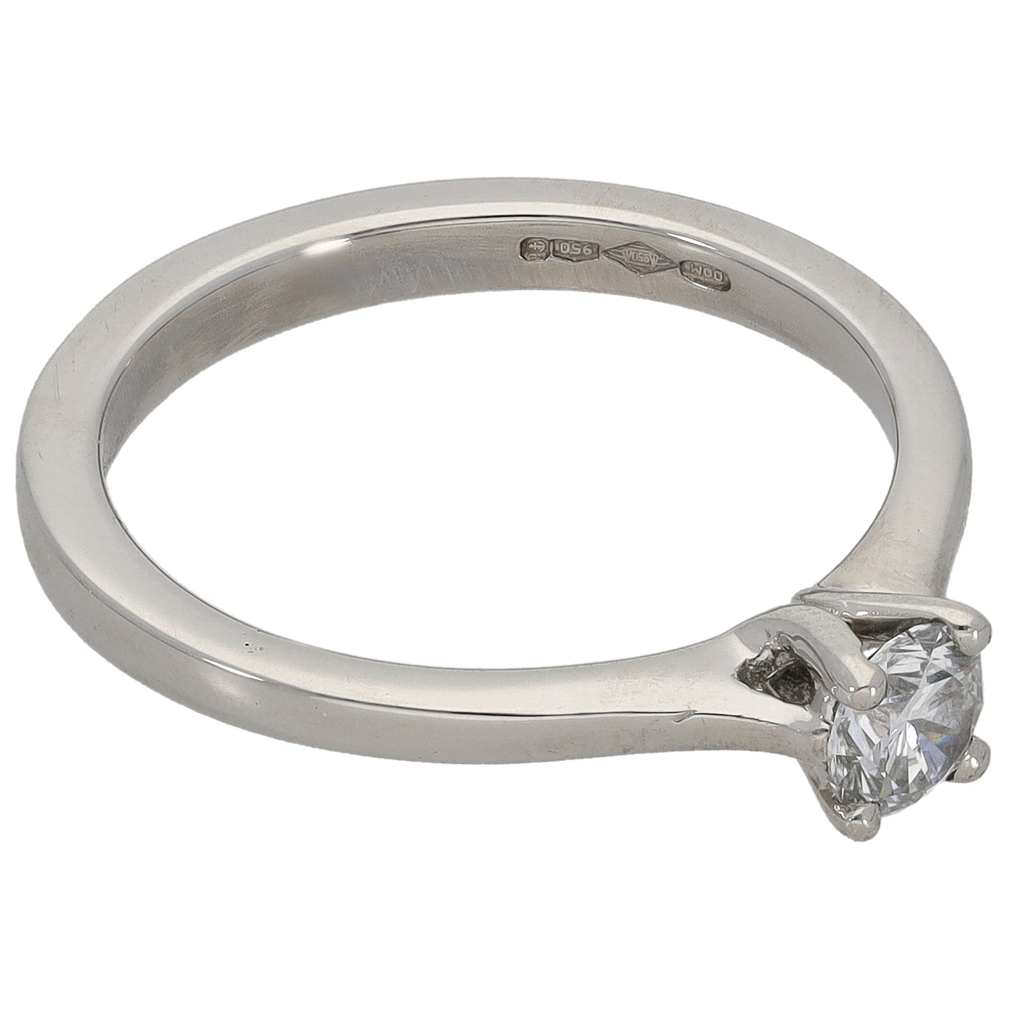 Platinum 0.33ct Diamond Solitaire Ring Size M