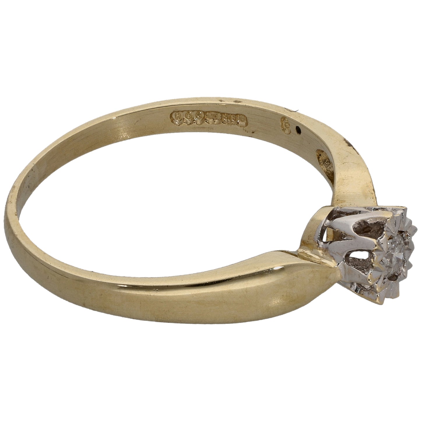 9ct Gold 0.07ct Diamond Solitaire Ring Size O