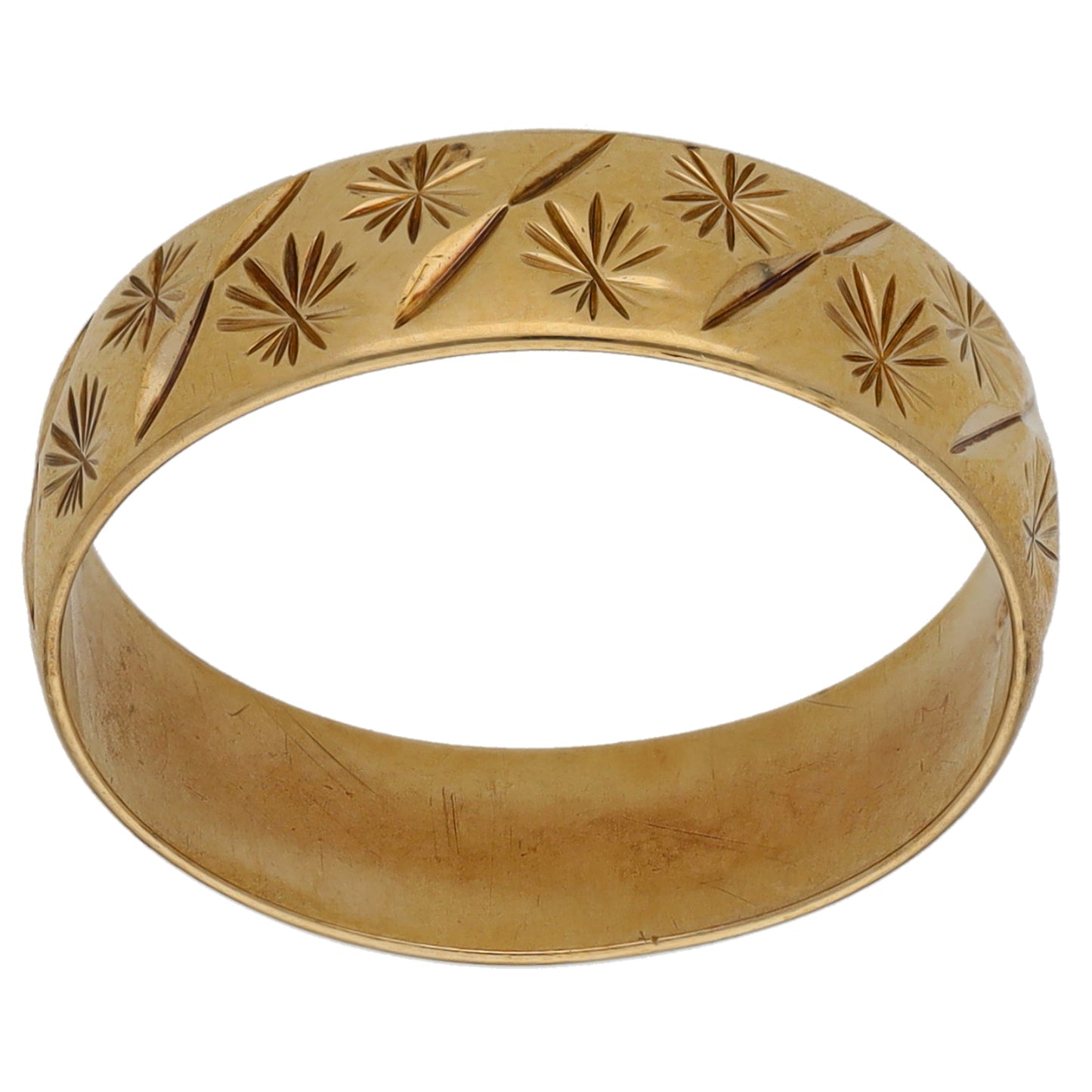 9ct Gold Patterned Wedding Ring Size L