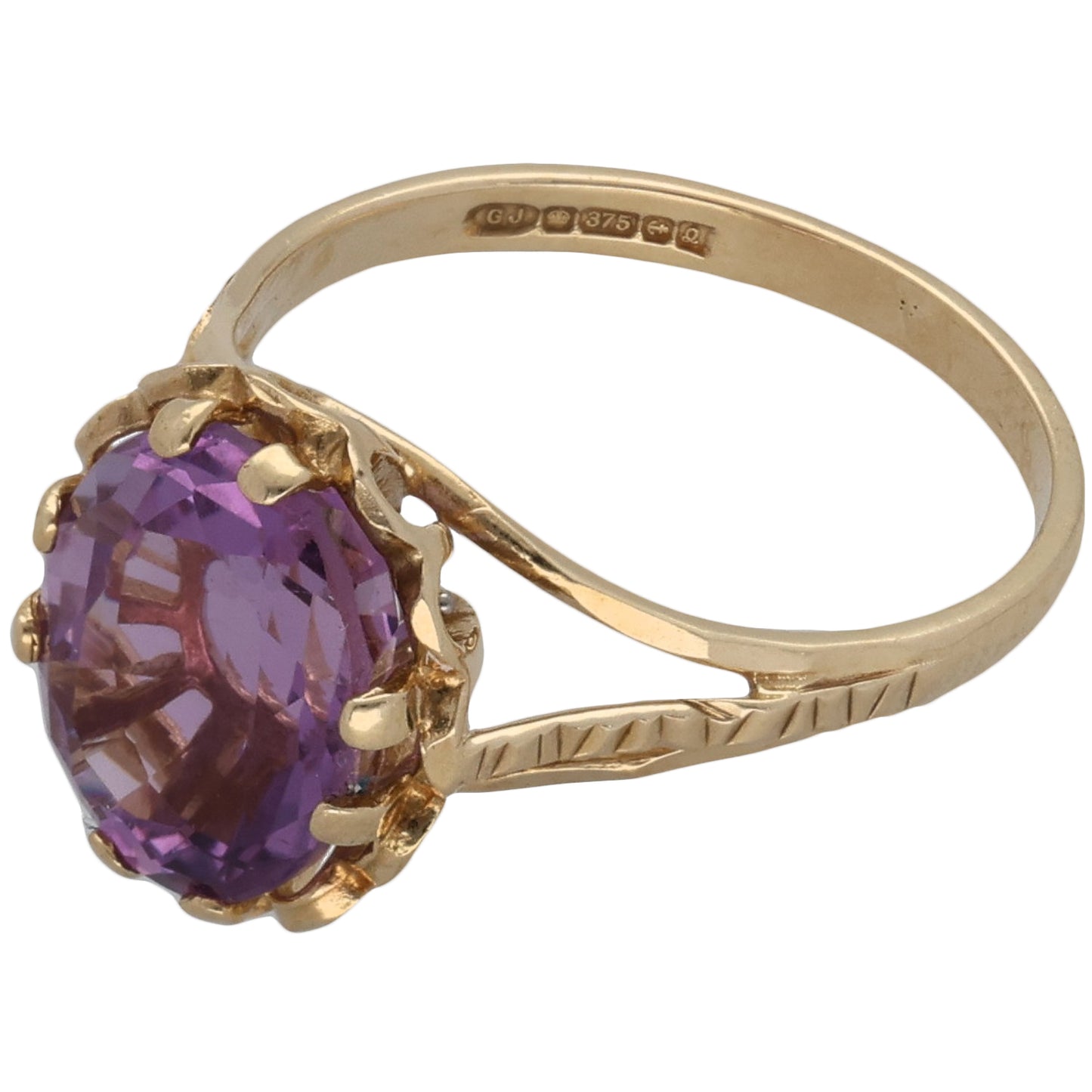 9ct Gold Amethyst Single Stone Ring Size K