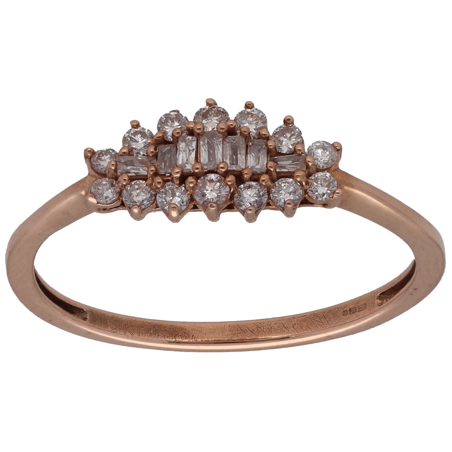 9ct Rose Gold 0.35ct Diamond Cluster Ring Size T