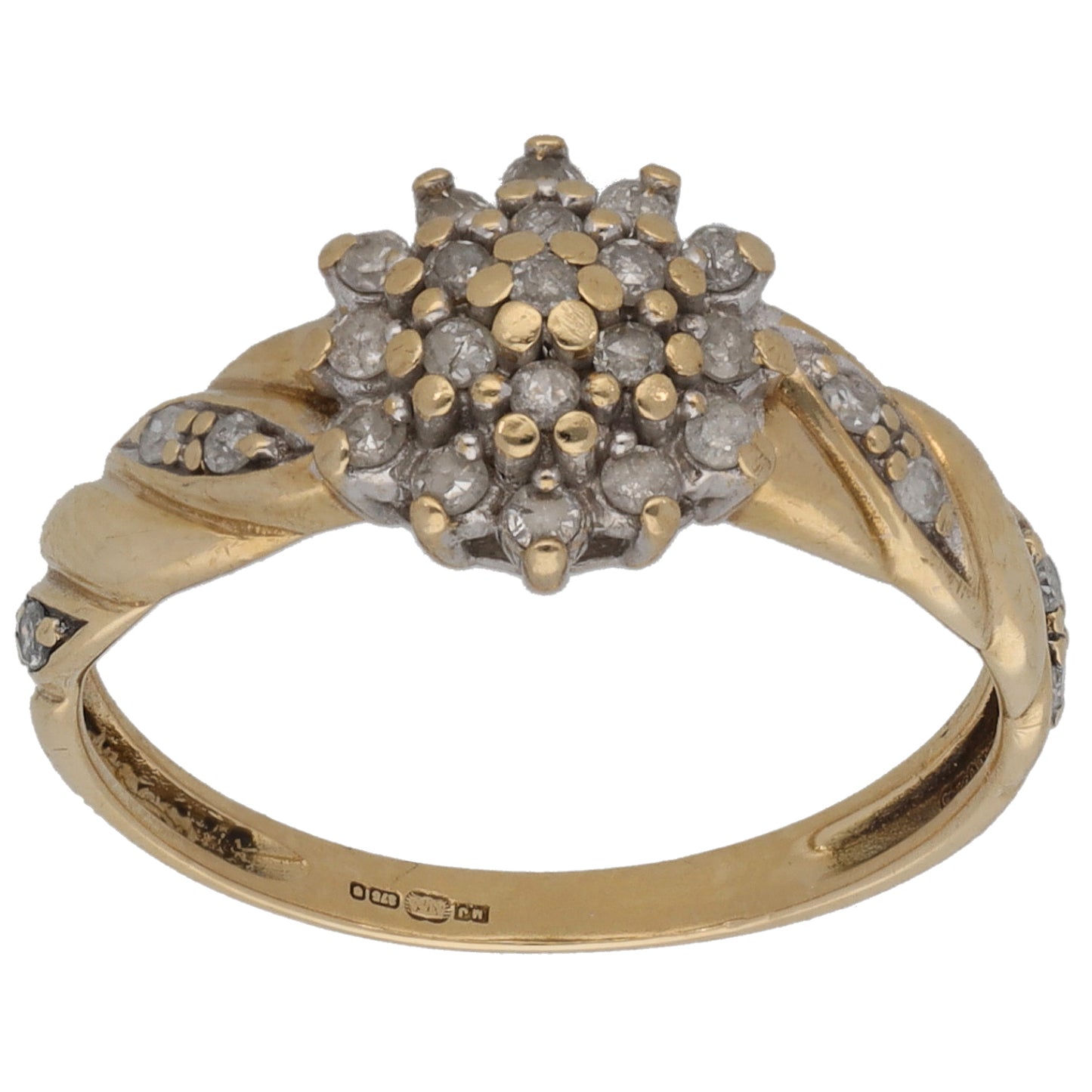 9ct Gold 0.25ct Diamond Cluster Ring Size L