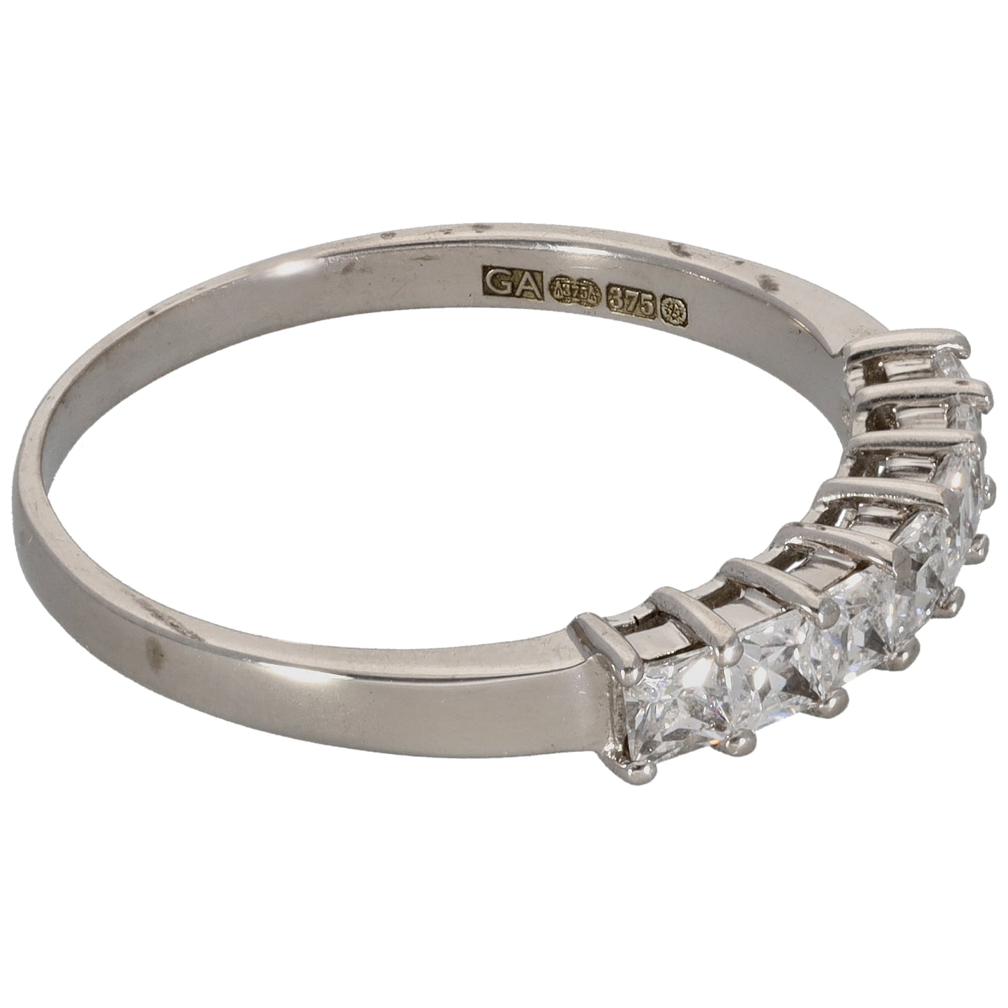 9ct White Gold Cubic Zirconia Half Eternity Ring Size R