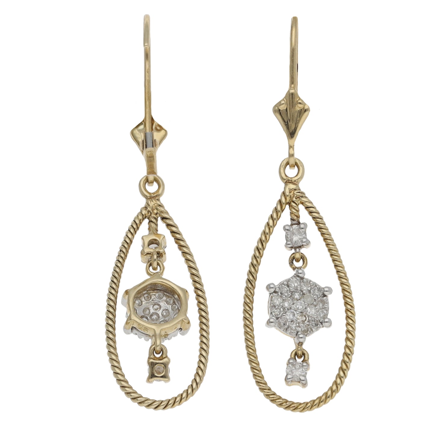 9ct Gold 0.48ct Diamond Drop Earrings