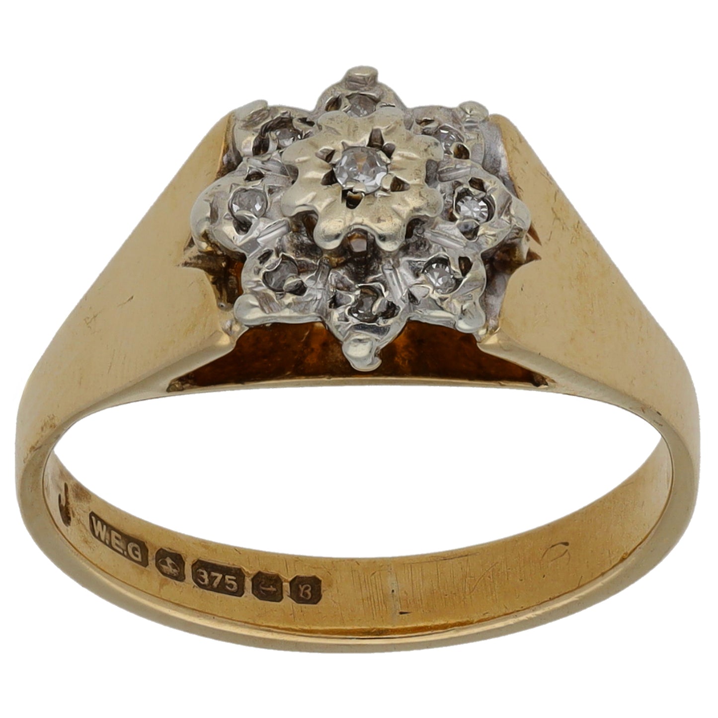 9ct Gold 0.05ct Diamond Cluster Ring Size K