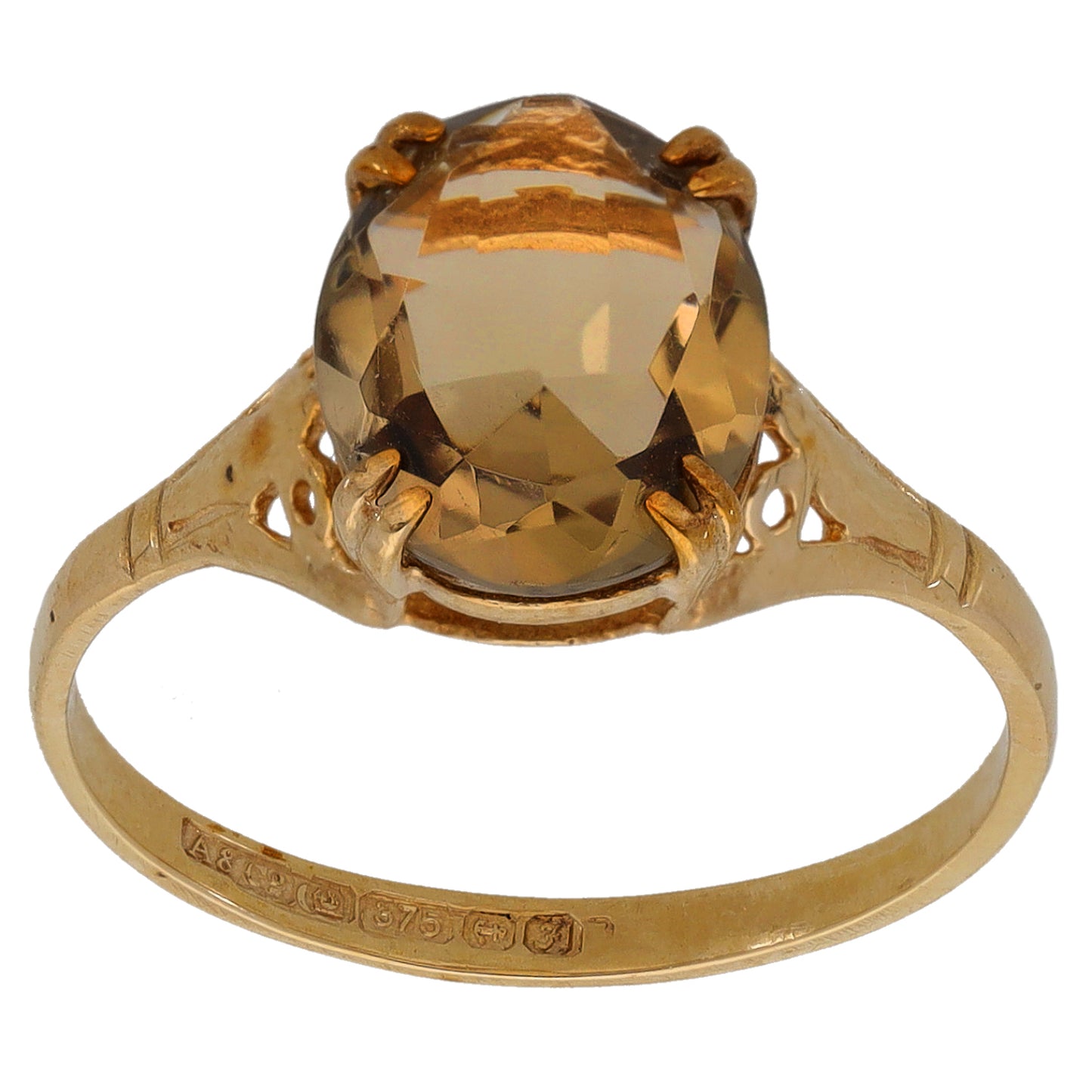 9ct Gold Quartz Single Stone Ring Size N
