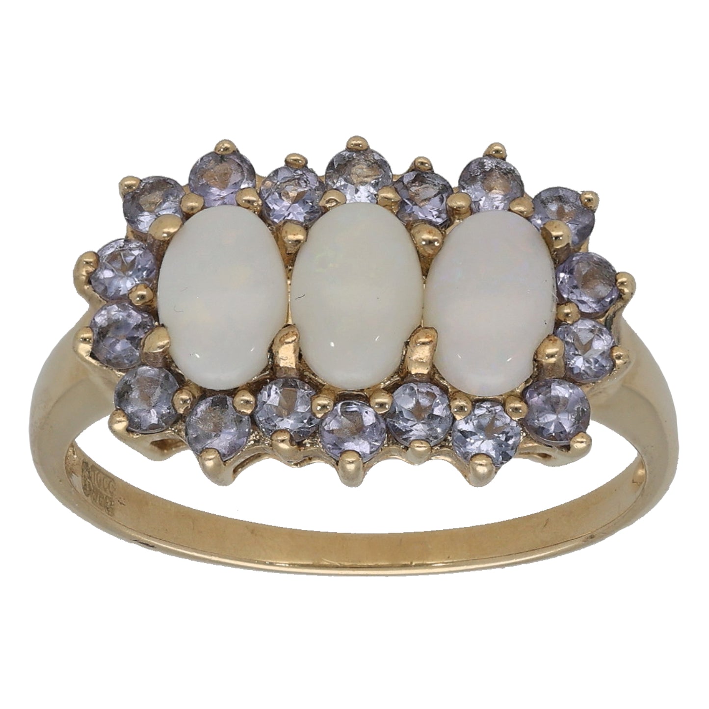 9ct Gold Opal & Tanzanite Dress/Cocktail Ring Size P