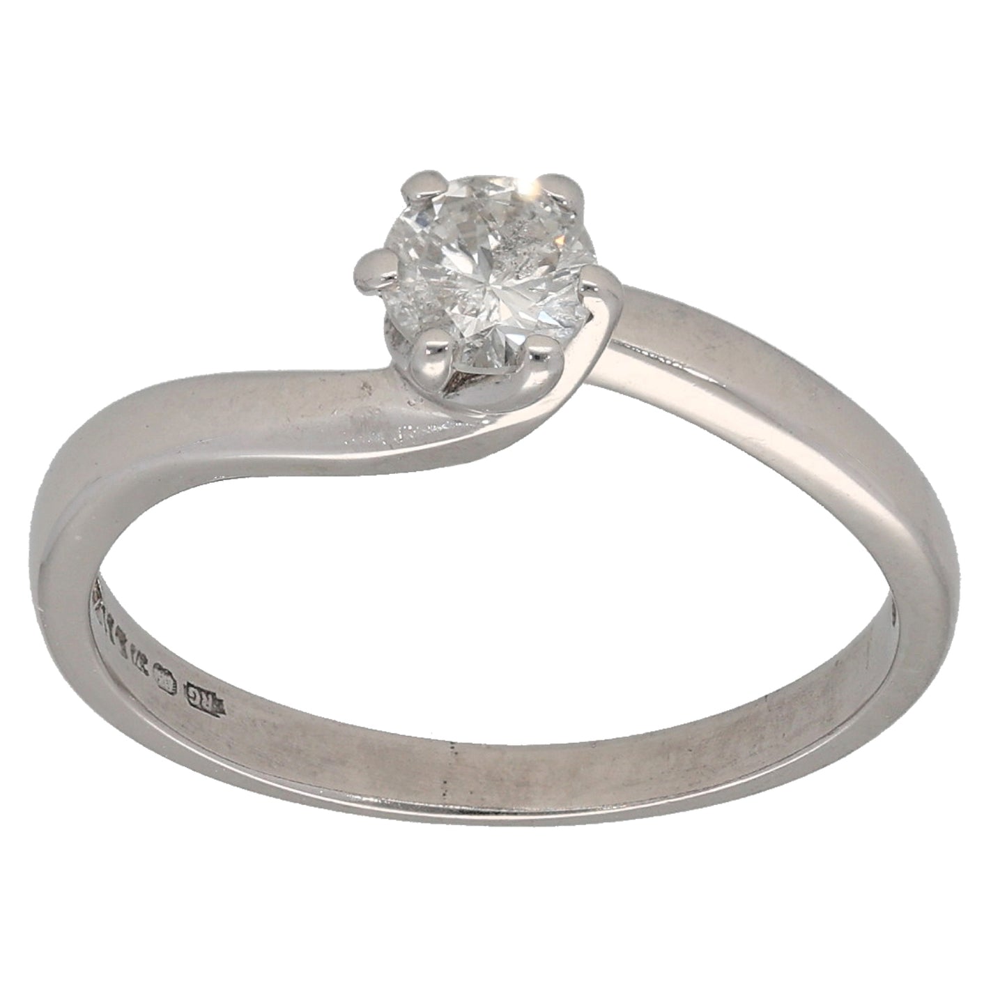 9ct White Gold 0.30ct Diamond Solitaire Ring Size L