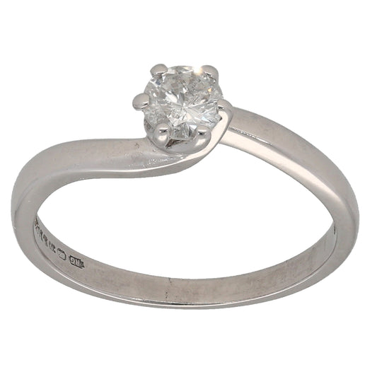 9ct White Gold 0.30ct Diamond Solitaire Ring Size L
