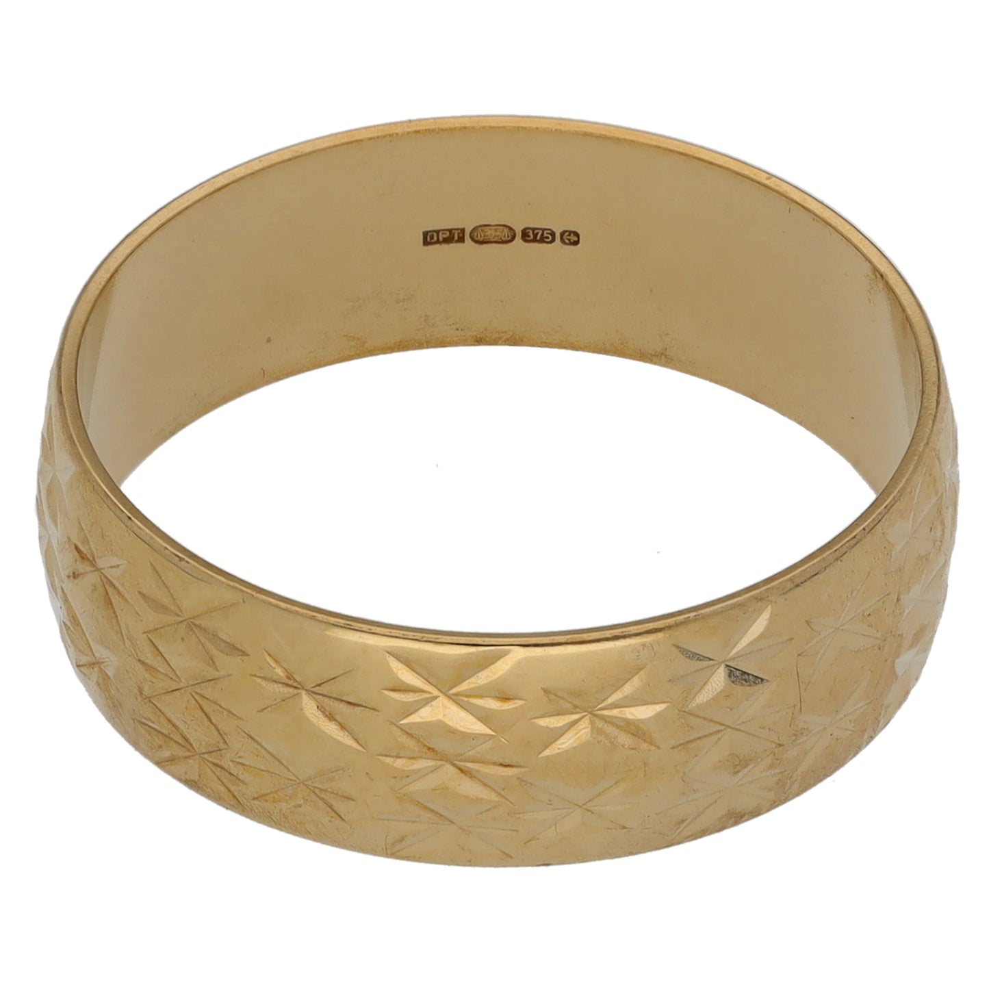 9ct Gold Patterned Wedding Ring Size P