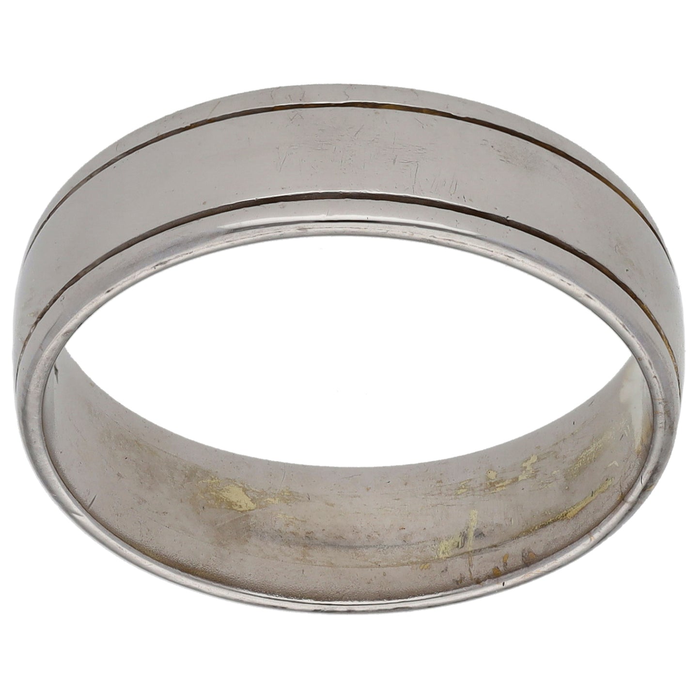 9ct White Gold Patterned Wedding Ring Size T