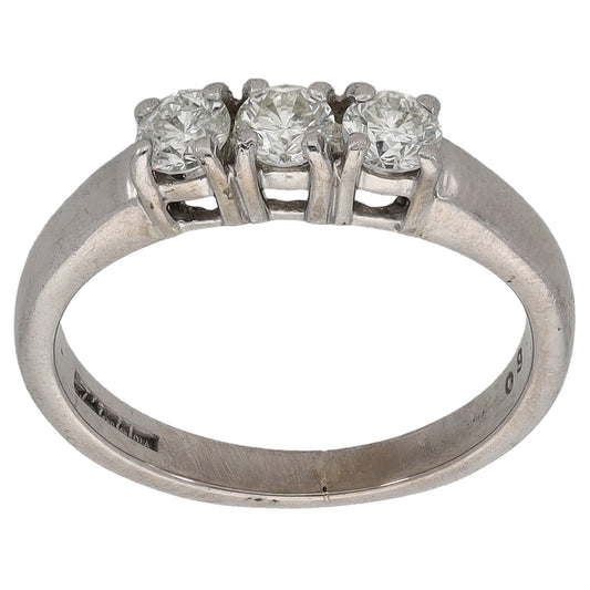 18ct Gold 0.45ct Diamond Trilogy Ring Size L