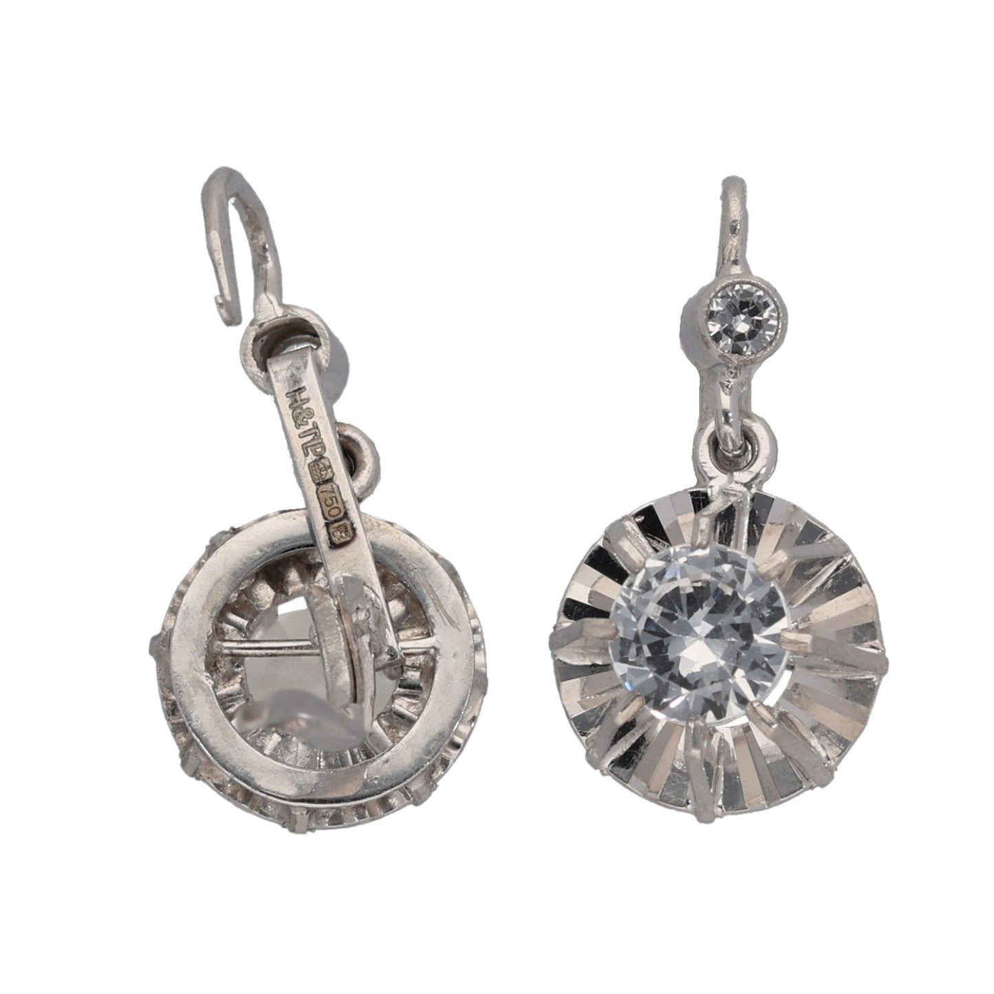 18ct White Gold Cubic Zirconia Drop Earrings
