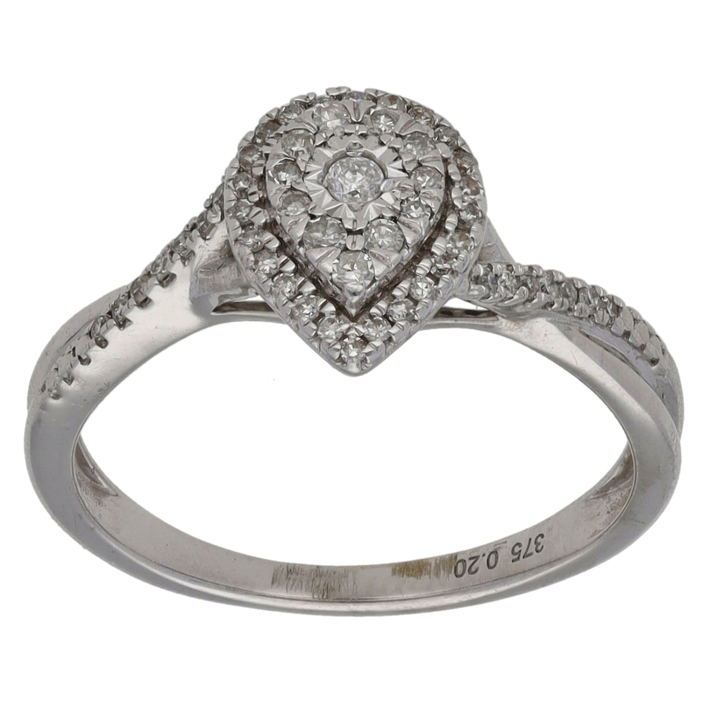 9ct White Gold 0.20ct Diamond Dress/Cocktail Ring Size L