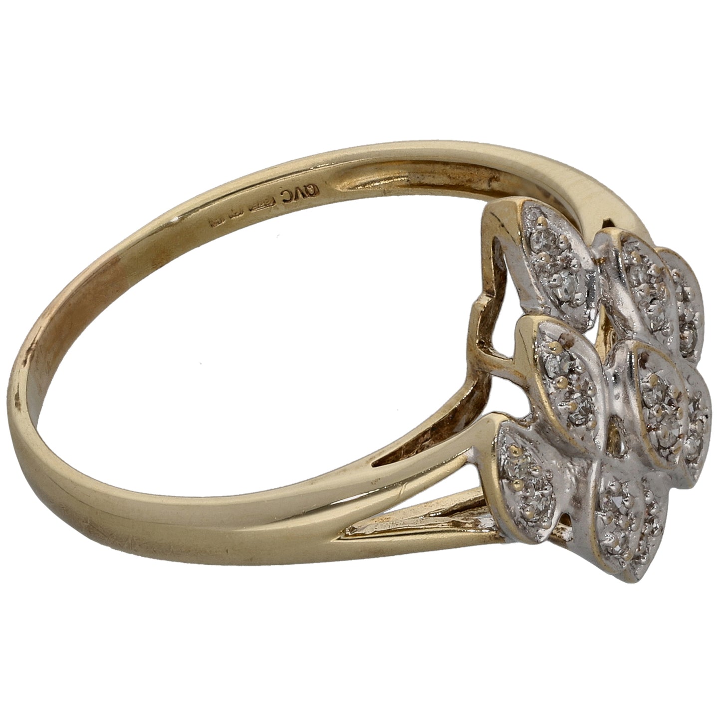 9ct Gold 0.18ct Diamond Cluster Ring Size T