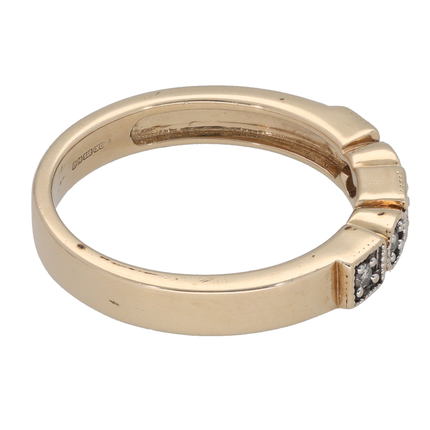 9ct Gold 0.05ct Diamond Half Eternity Ring Size M