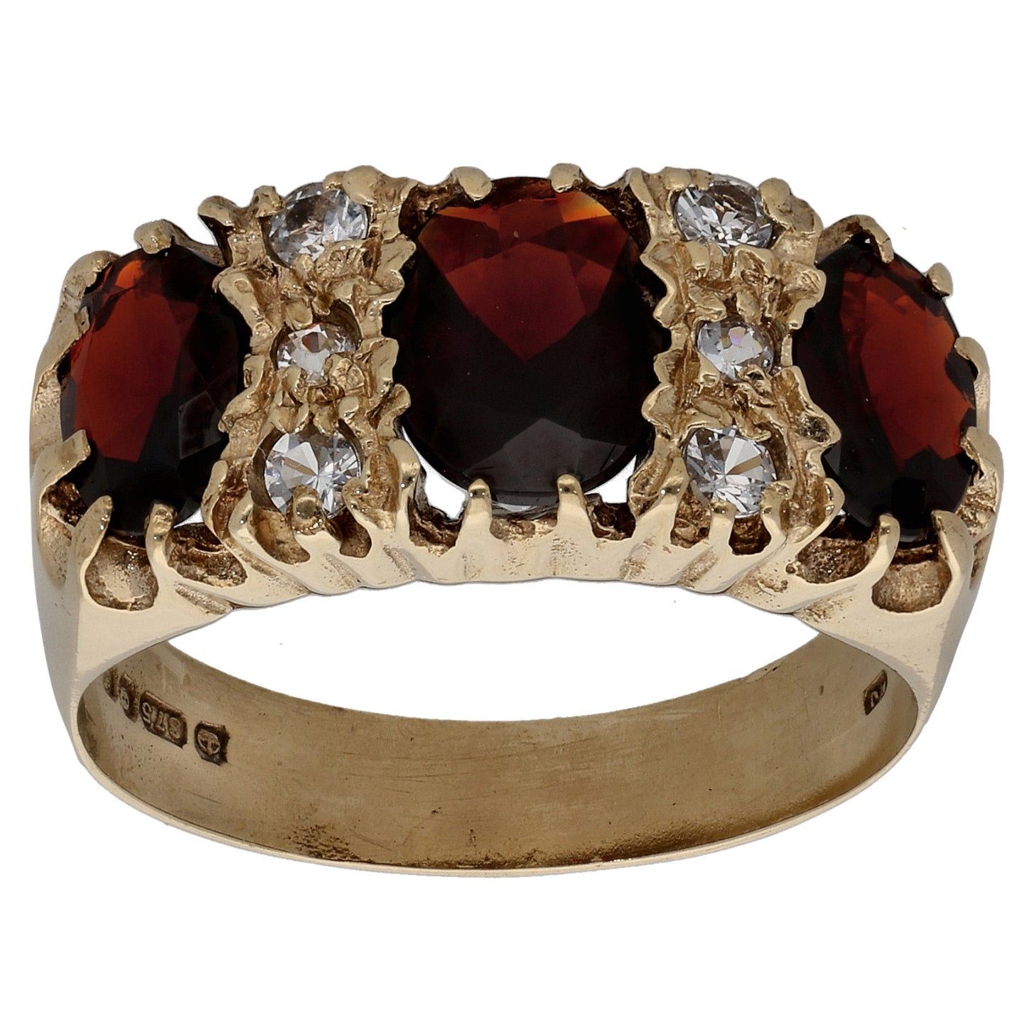 9ct Gold Garnet & Imitation Dress/Cocktail Ring Size Q
