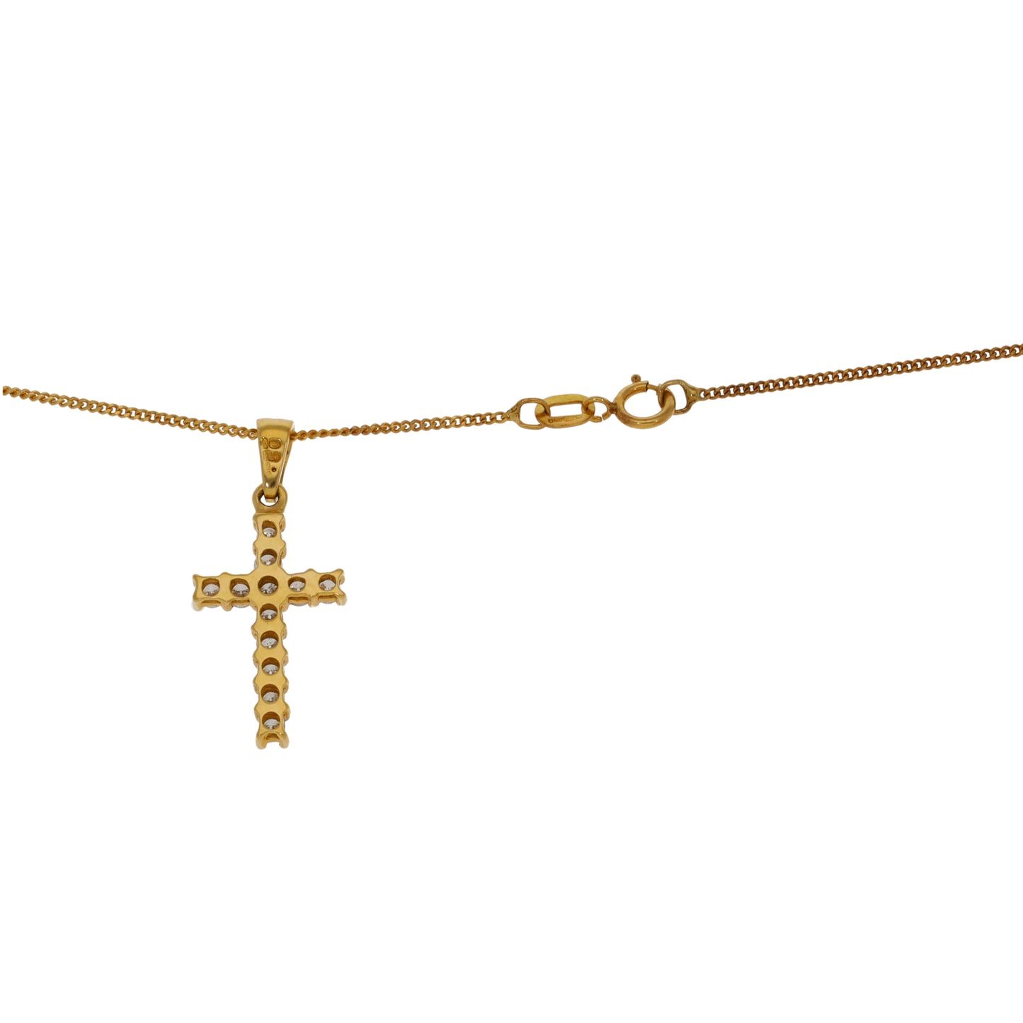 18ct Gold 0.36ct Diamond Cross Pendant With Chain
