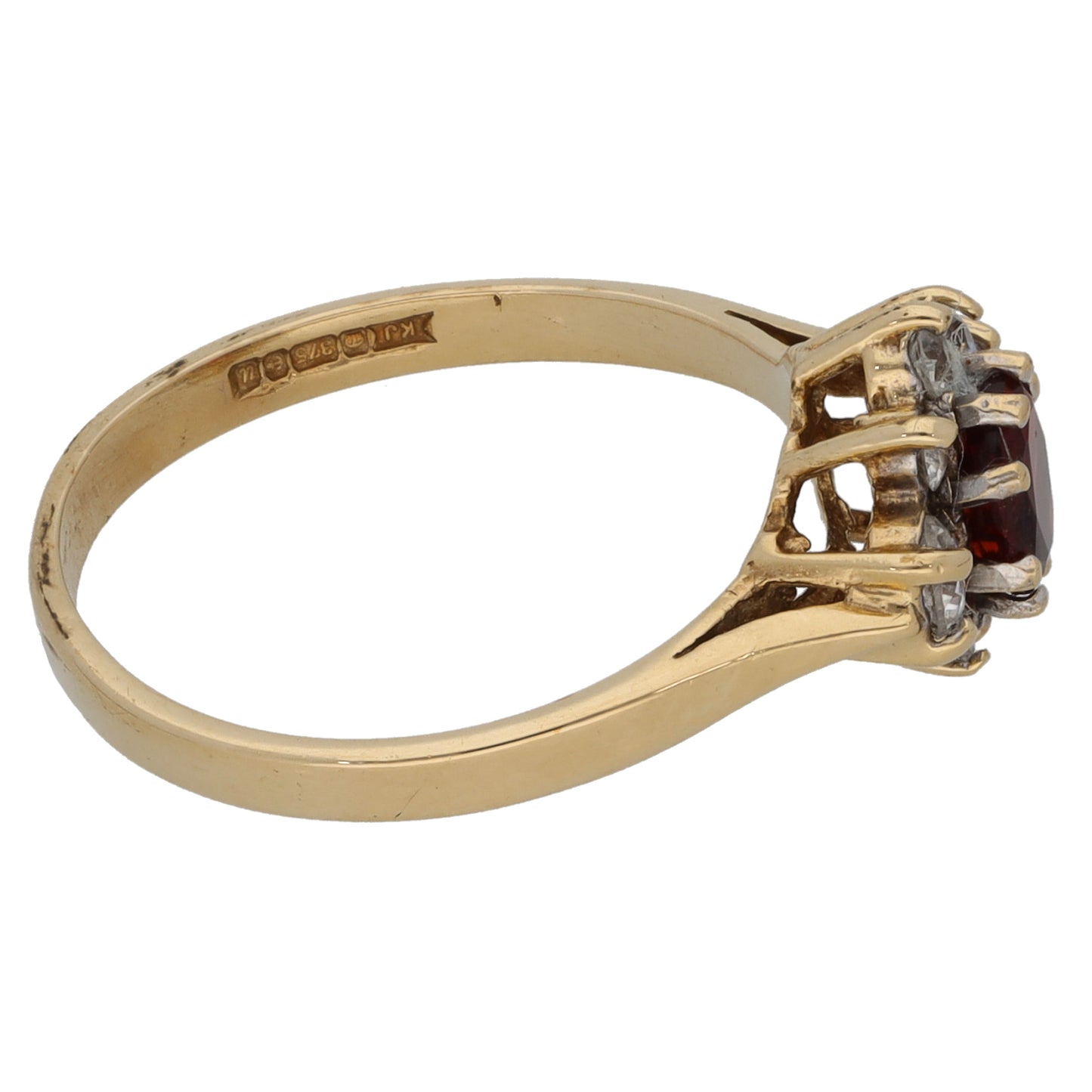 9ct Gold Garnet & Imitation Dress/Cocktail Ring Size L