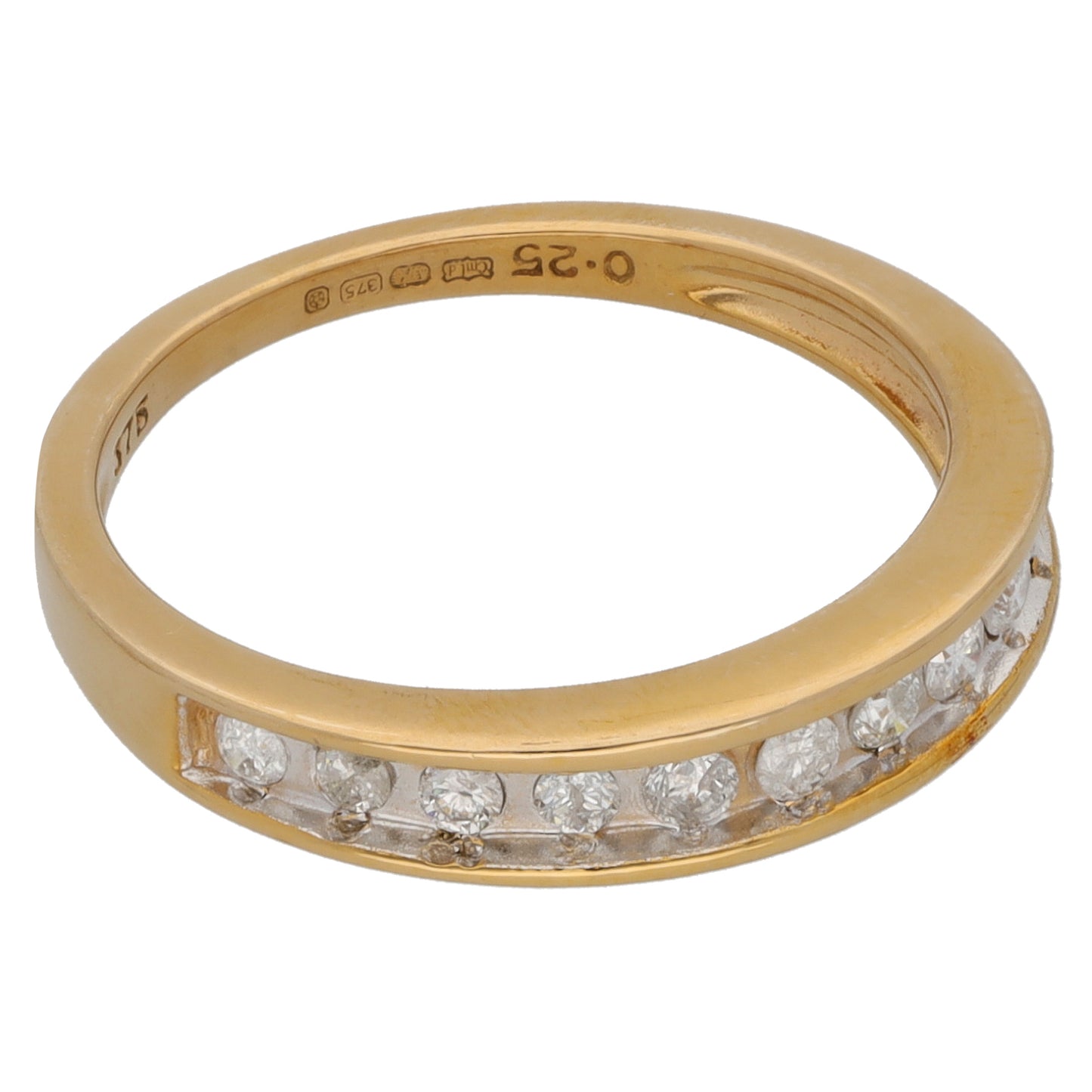 9ct Gold 0.15ct Diamond Half Eternity Ring Size M