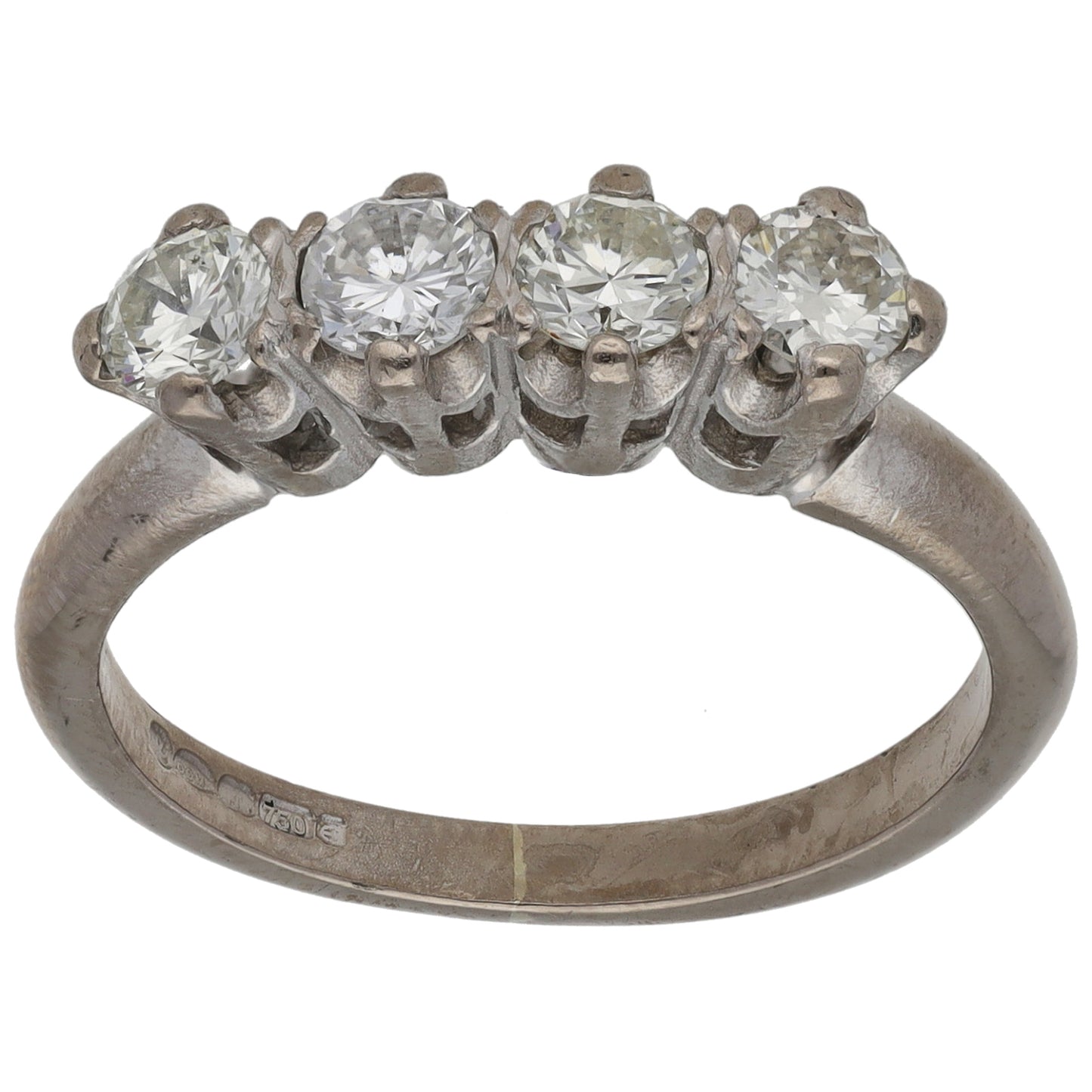 18ct White Gold 0.80ct Diamond Half Eternity Ring Size O