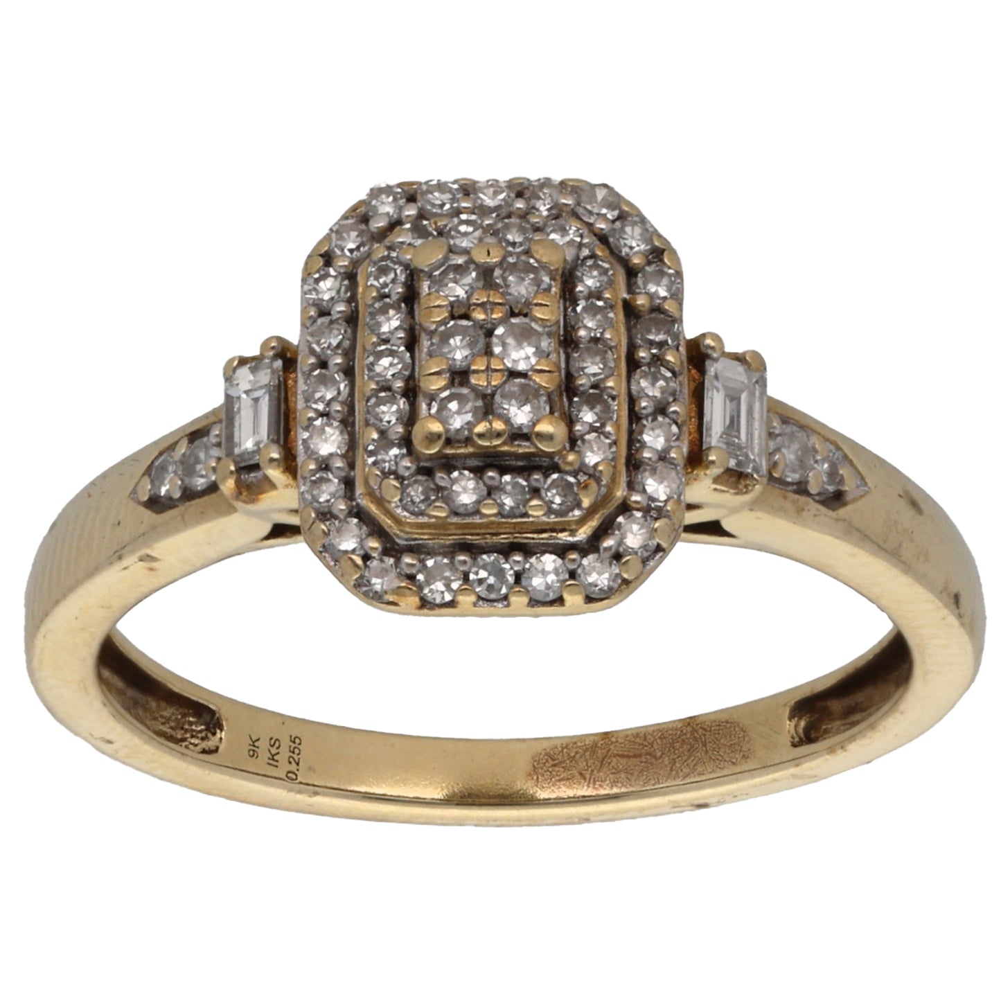 9ct Gold 0.25ct Diamond Cluster Ring Size L