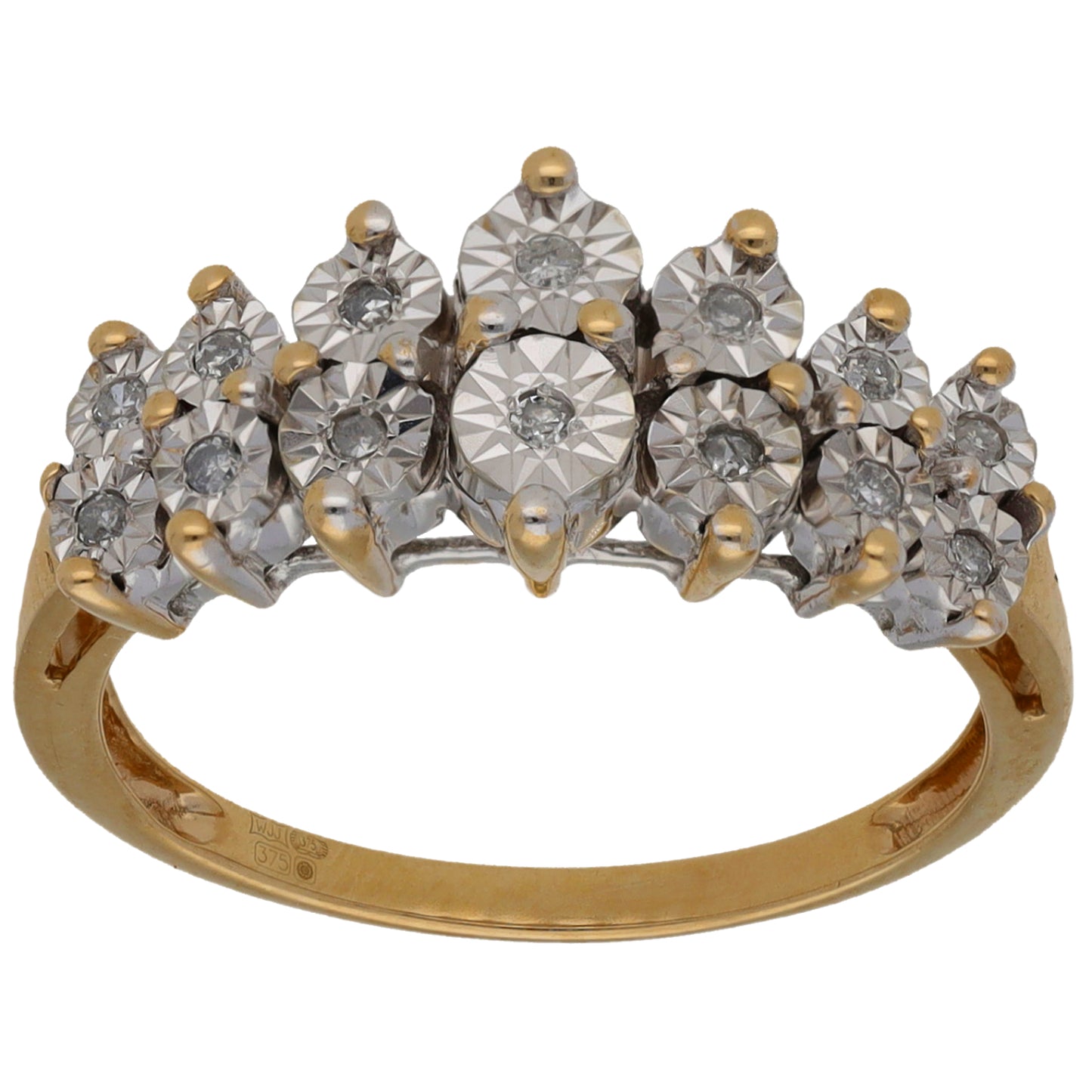 9ct Gold 0.10ct Diamond Dress/Cocktail Ring Size N
