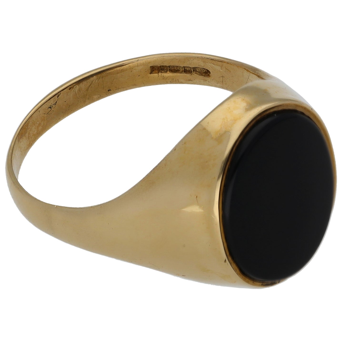 9ct Gold Onyx Single Stone Signet Ring Size T