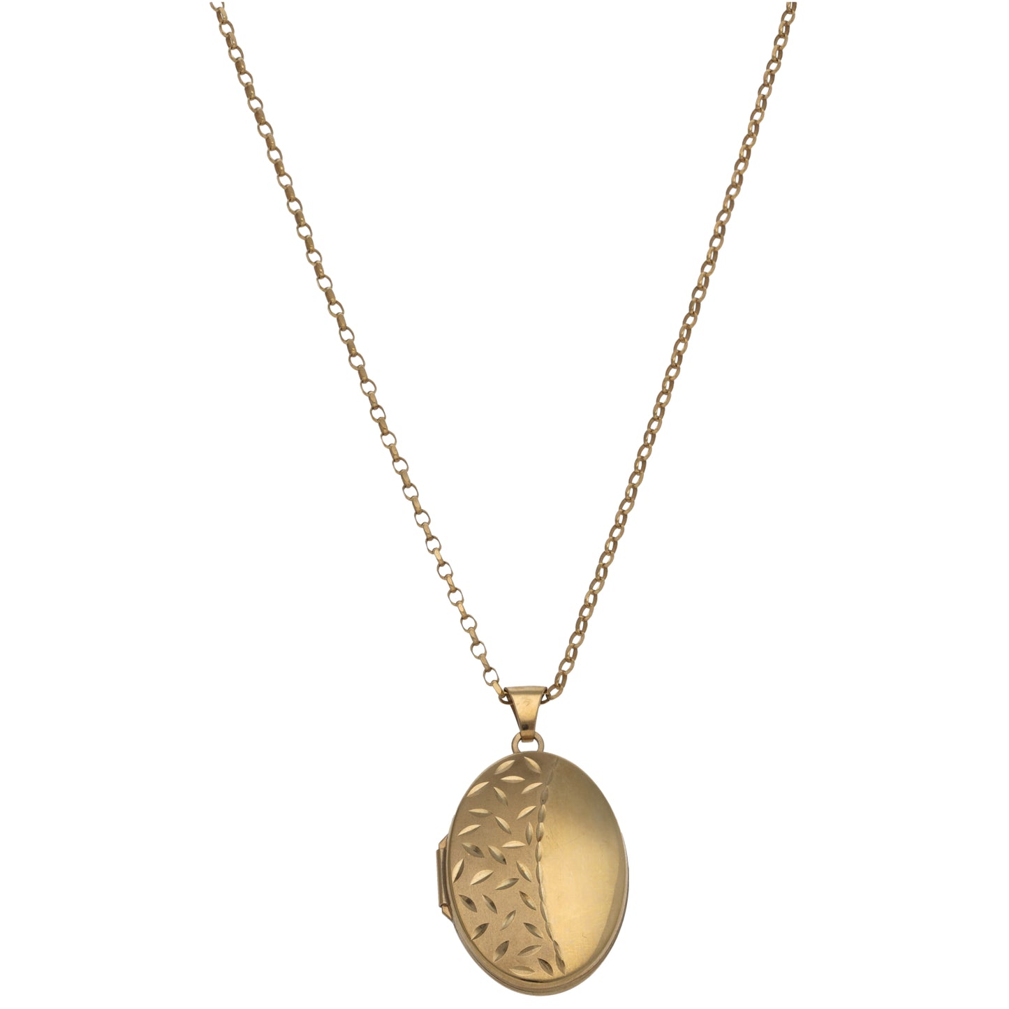9ct Gold Patterned Locket Pendant With Chain
