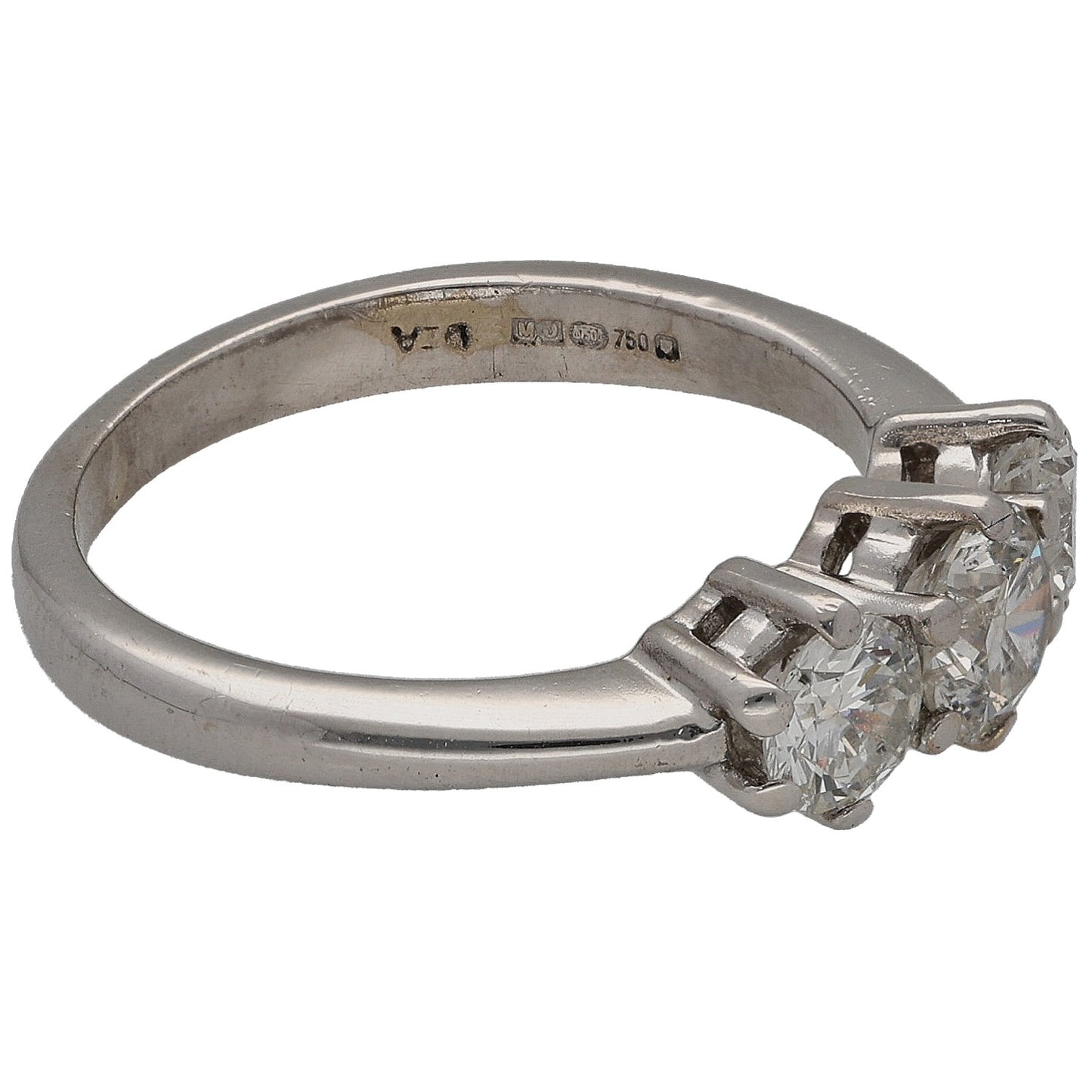 18ct White Gold 1.01ct Diamond Trilogy Ring Size K