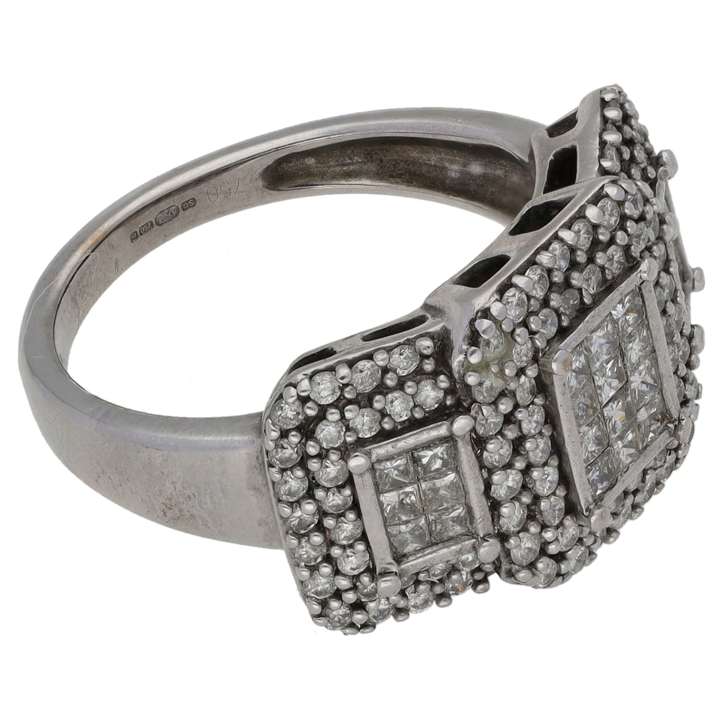 18ct White Gold 1.21ct Diamond Cluster Ring Size L