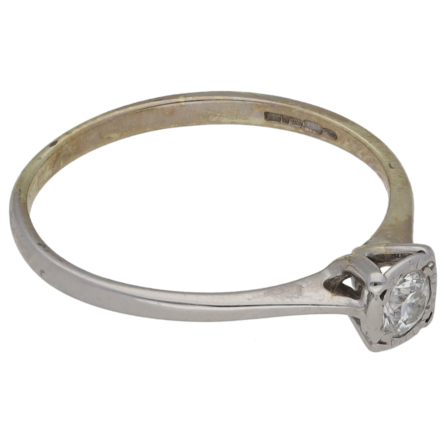 9ct White Gold 0.20ct Diamond Solitaire Ring Size N